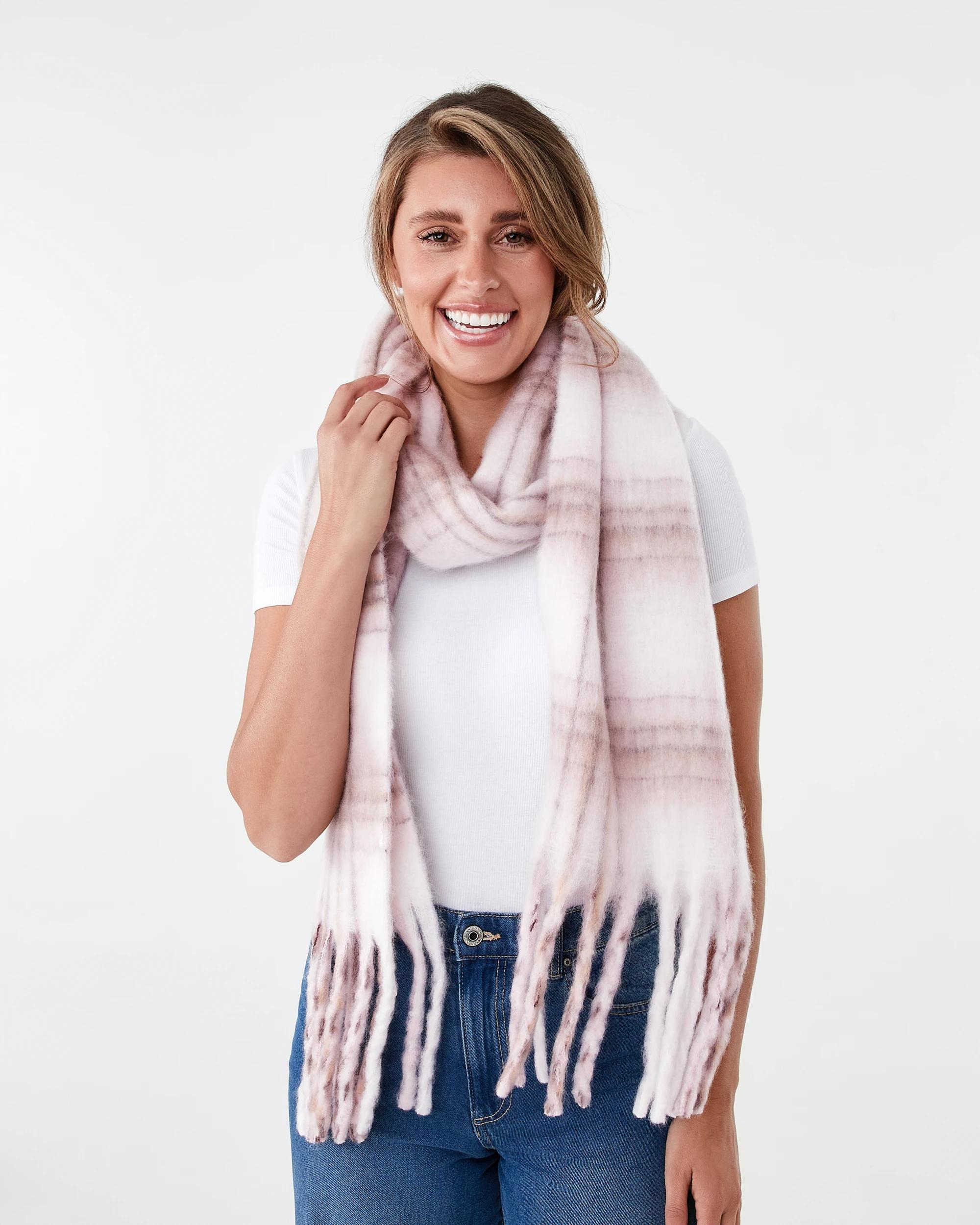 3 Printed Fluffy Scarf Pink Multi, 3 of 3