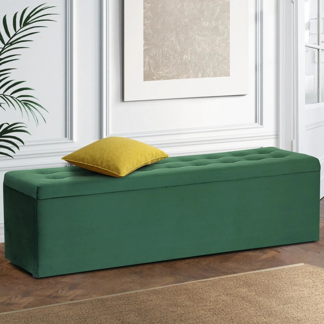 3 Artiss Storage Ottoman Blanket Box 140cm - Green, 3 of 4