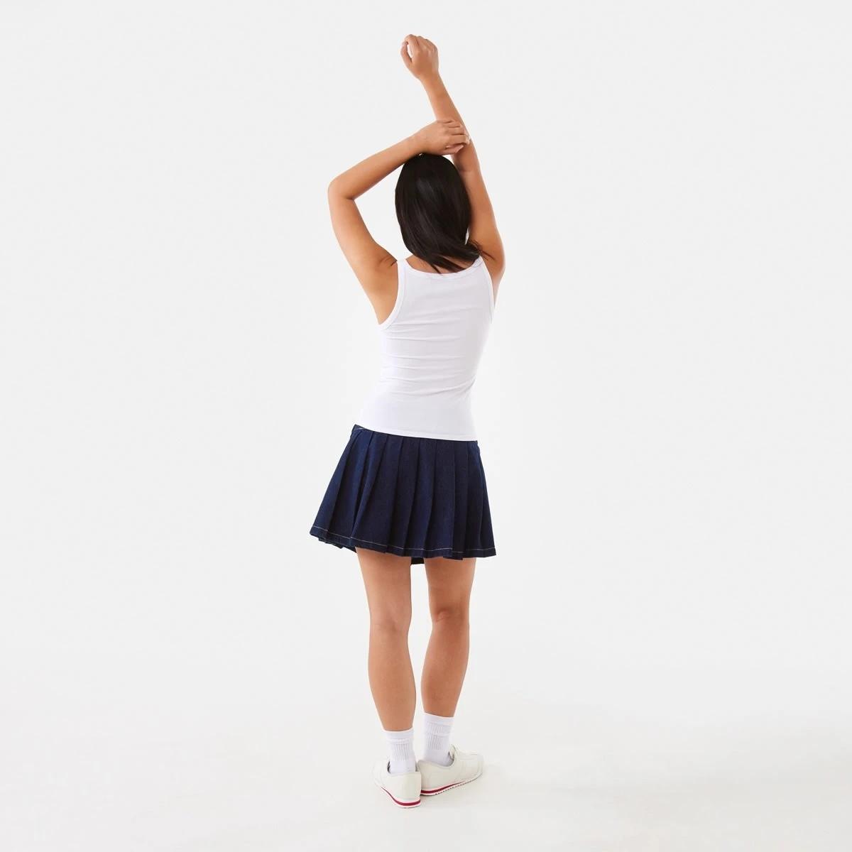 4 Pleat Denim Mini Skirt Indigo, 4 of 7
