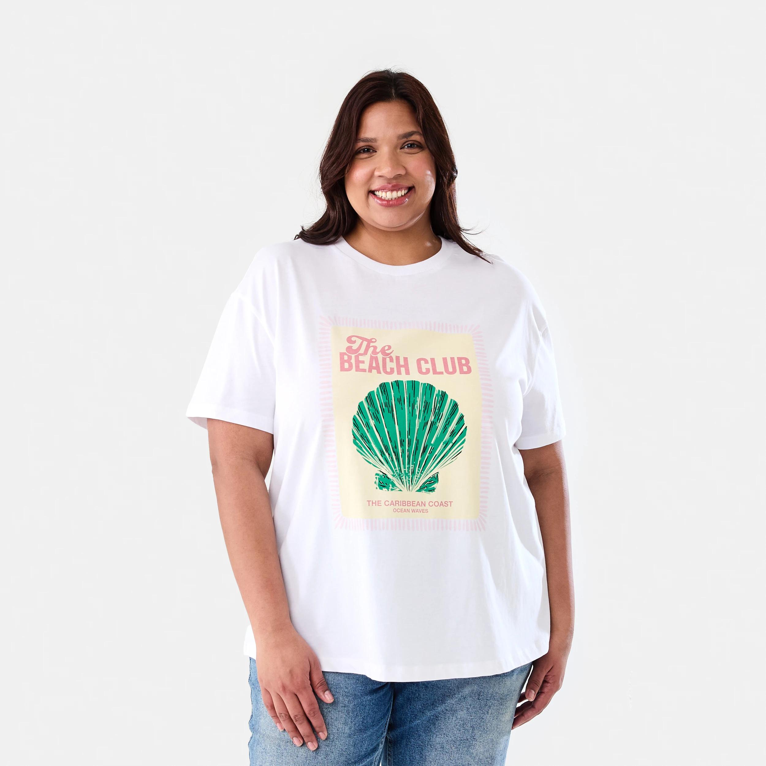 1 Curve Short Sleeve Boyfriend T-shirt Beach Club, 1 of 6