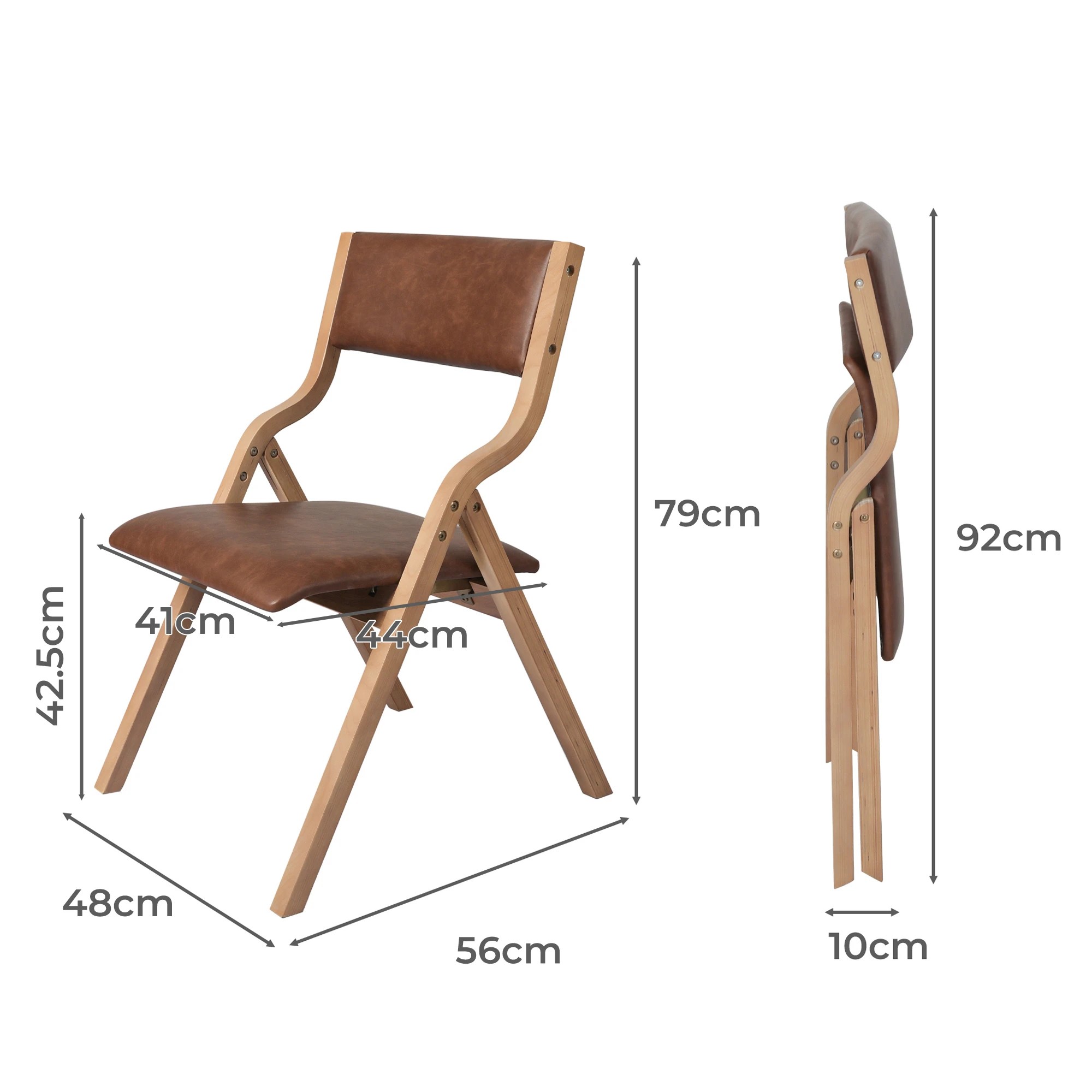 5 Levede 1 Set Of 2 Foldable Dining Chairs - Brown, 5 of 6