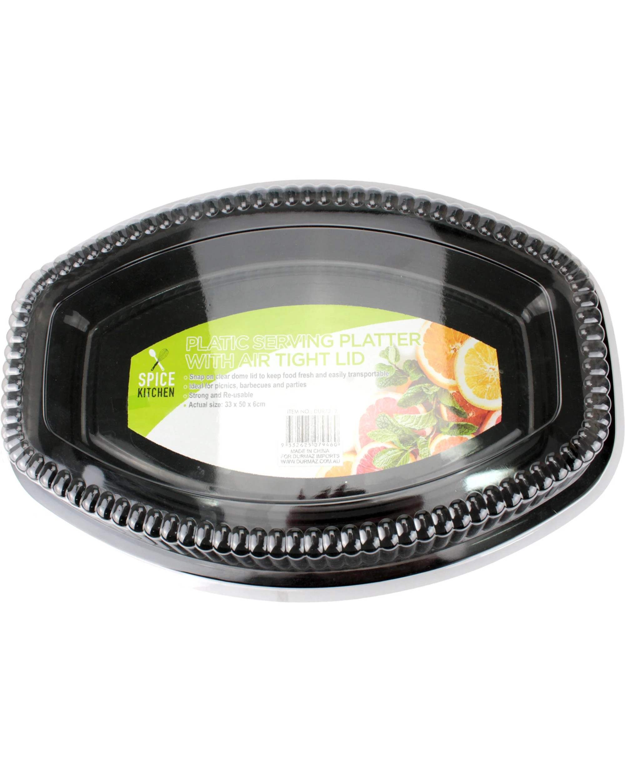 3 Durmaz Reusable Oval Serving Platter With Dome Lid - Black, 3 of 3