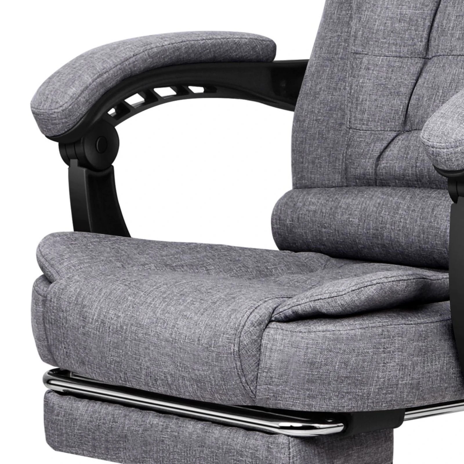 6 Alfordson Massage Office Chair Grey Fabric Footrest Executive Gaming Racing Seat - Grey, 6 of 10