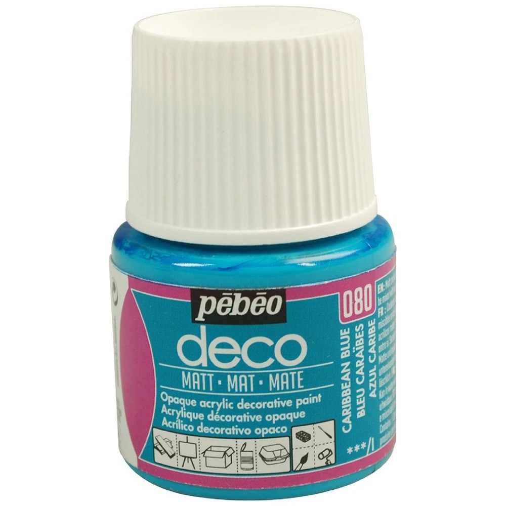 1 Pebeo Deco Acrylic Paint Matte 45mL Caribbean Blue, 1 of 1