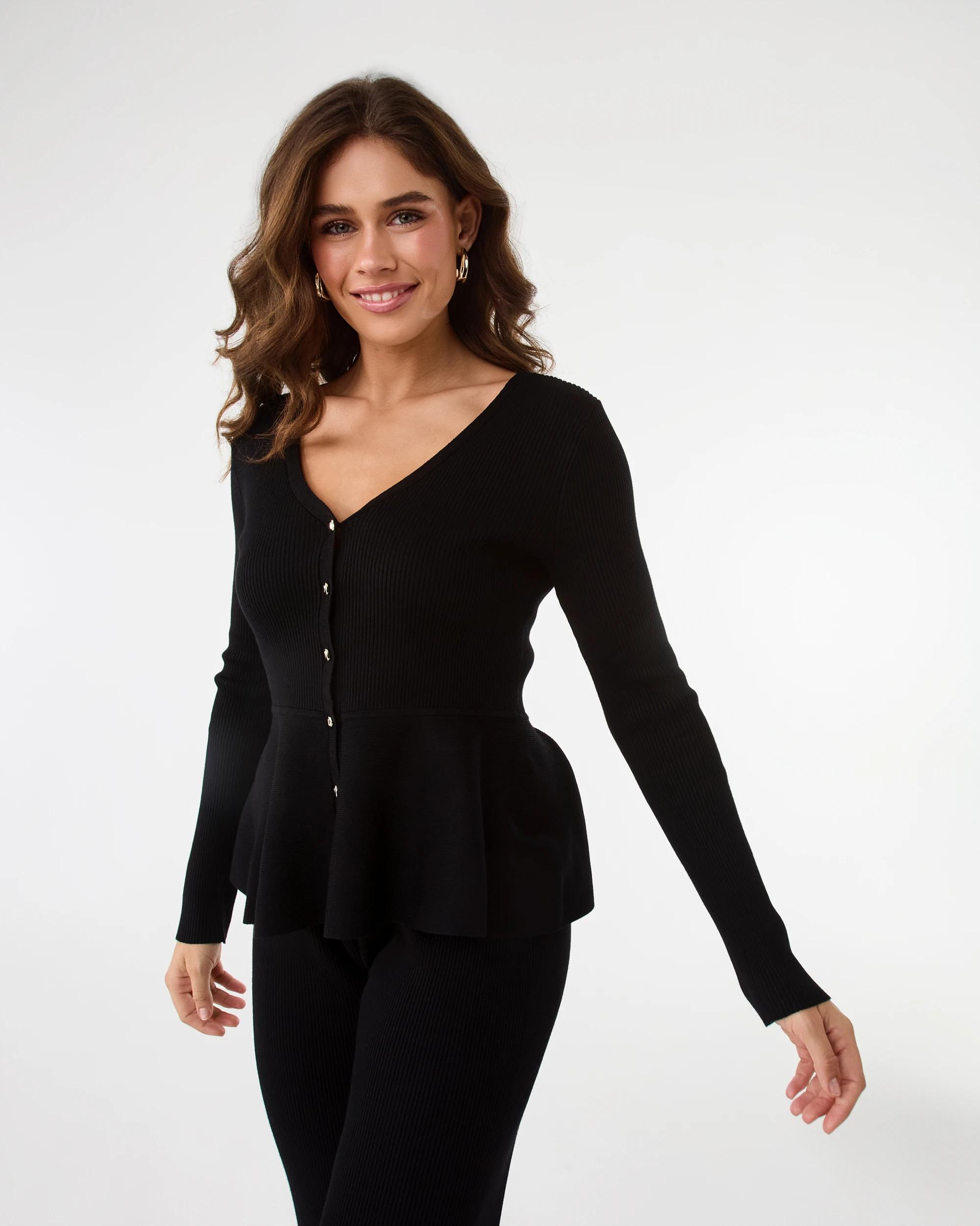 6 Kick Flare True Knit Pants Black, 6 of 6