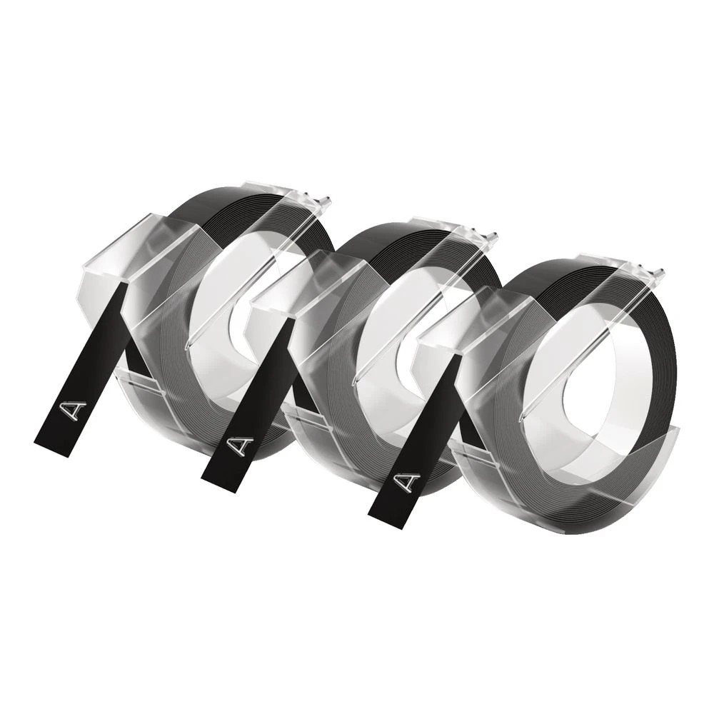2 DYMO Embossing Tape 9mm x 3m Black 3 Pack, 2 of 5