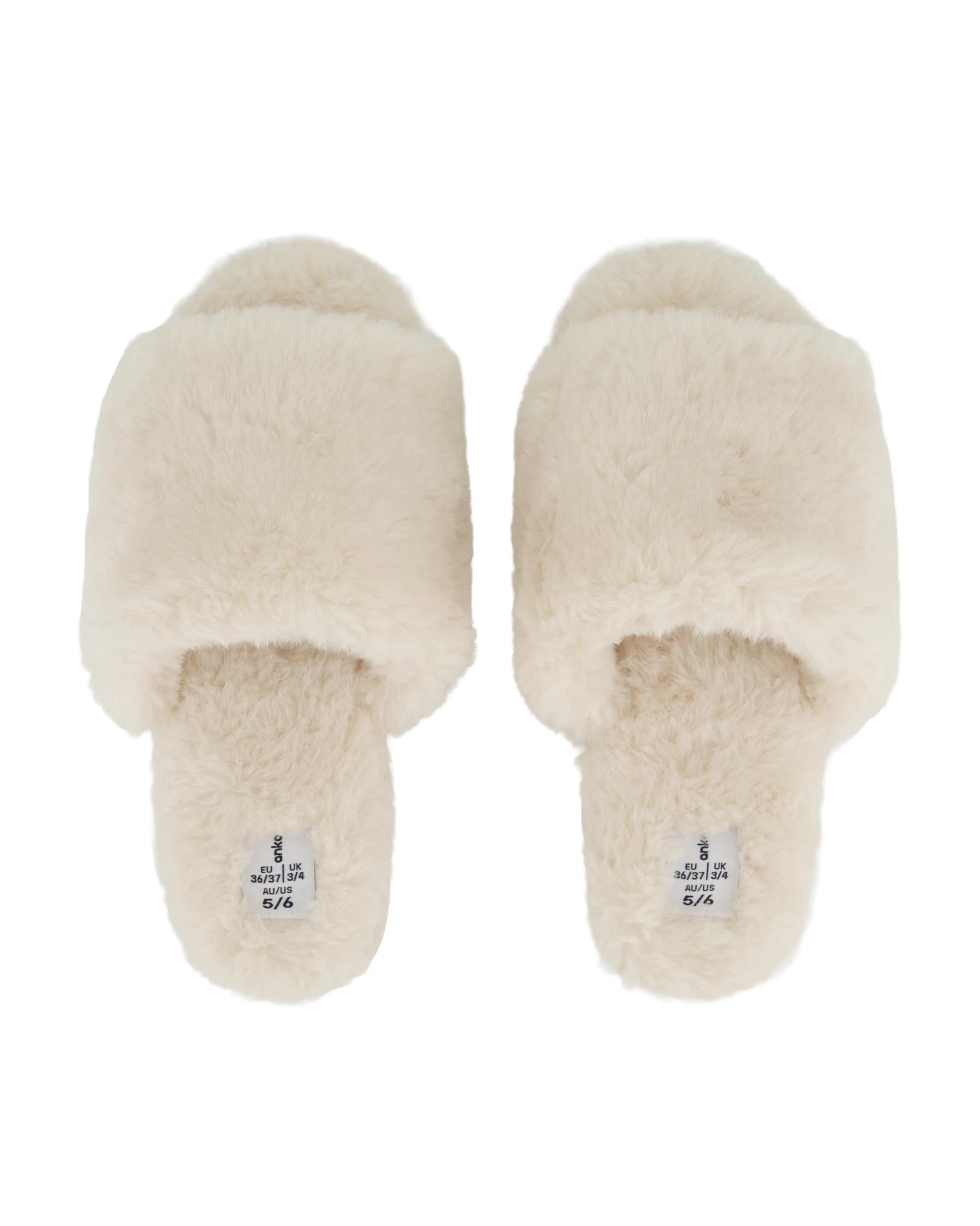 2 EVA Outsole Furry Slides Cream, 2 of 3