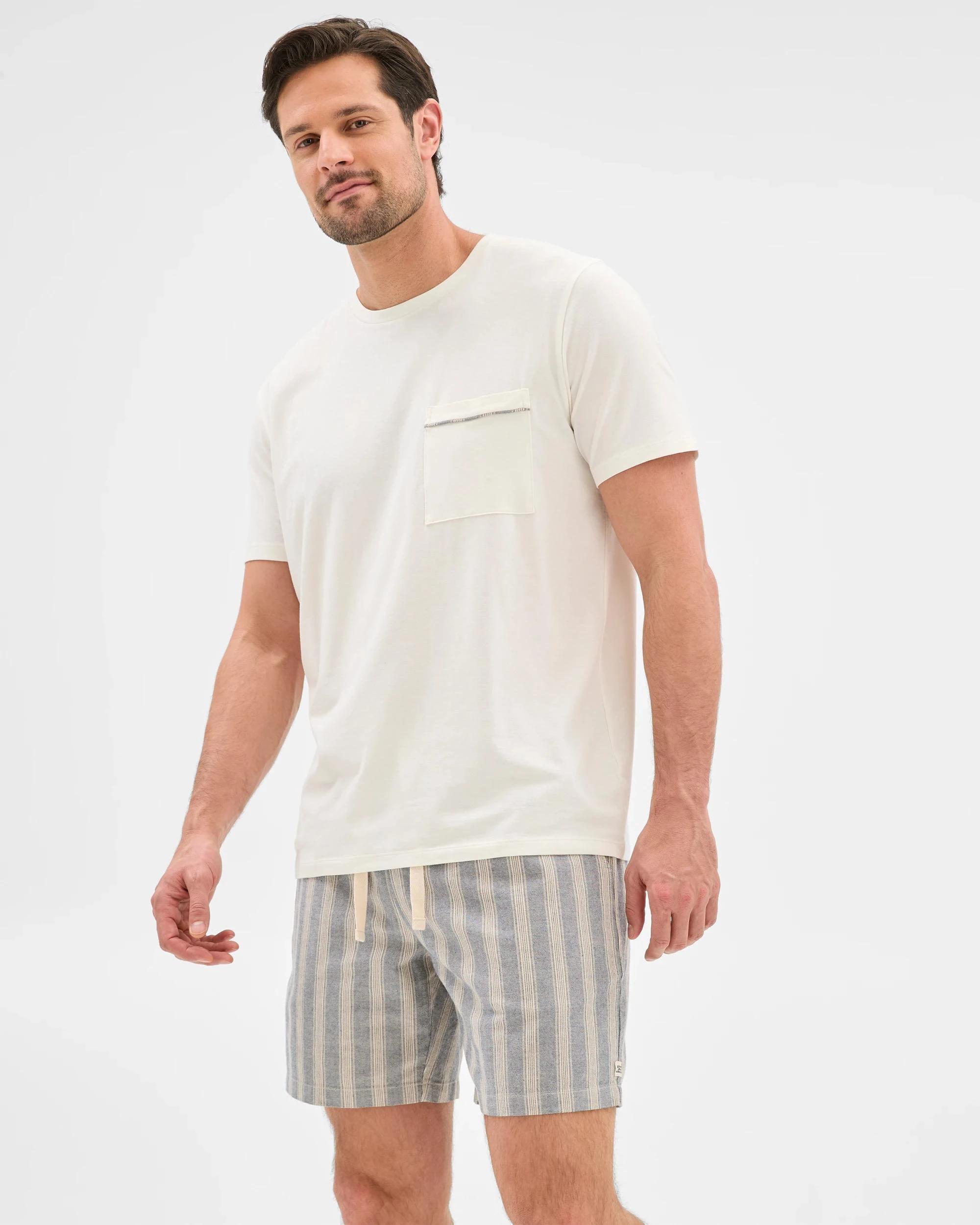 2 Target Mens Jersey/Chambray Pyjama Set WHITE/CHAMBRAY STRIPE, 2 of 5