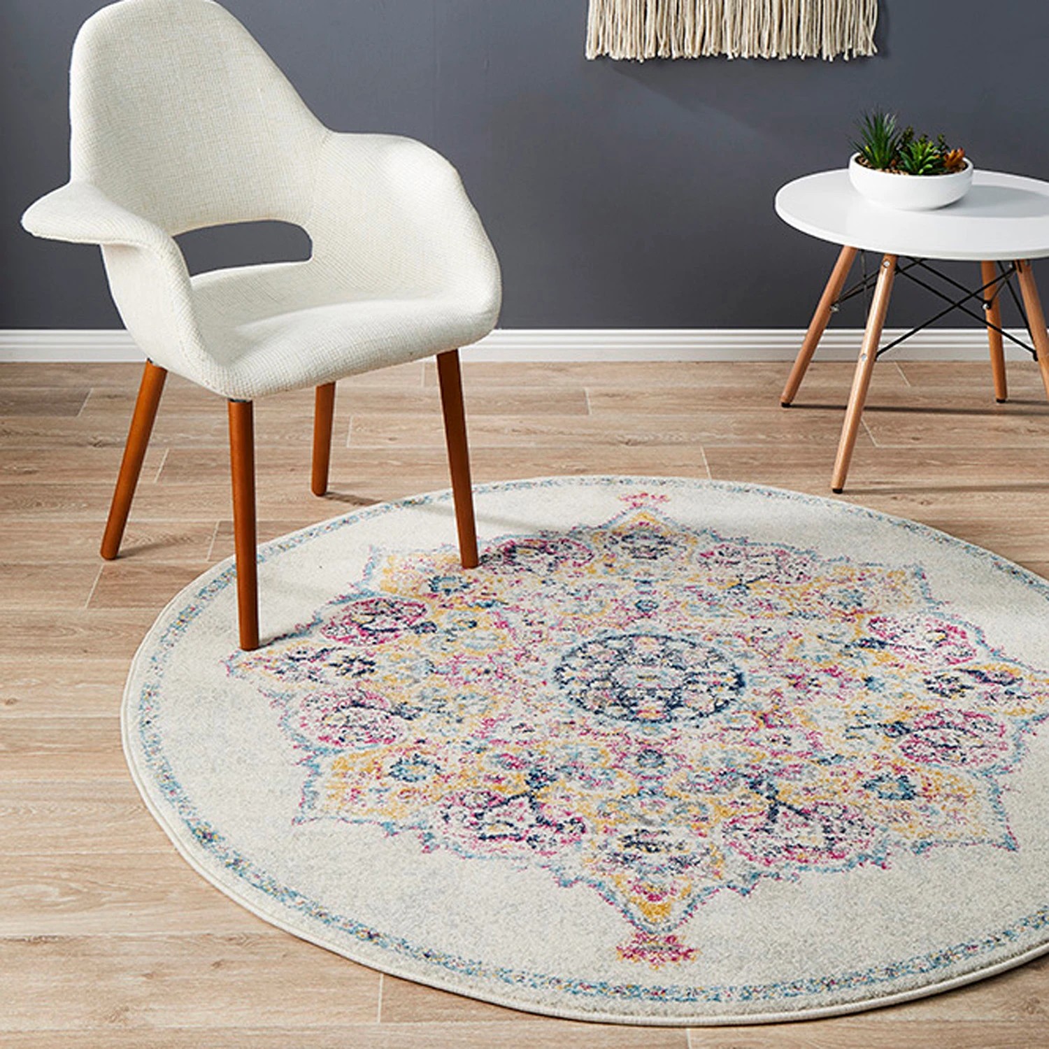 3 Common Ground Rugs Gallery 864 200x200cm - Medium Round Power Loomed Pet Friendly Rug - Natural, 3 of 3
