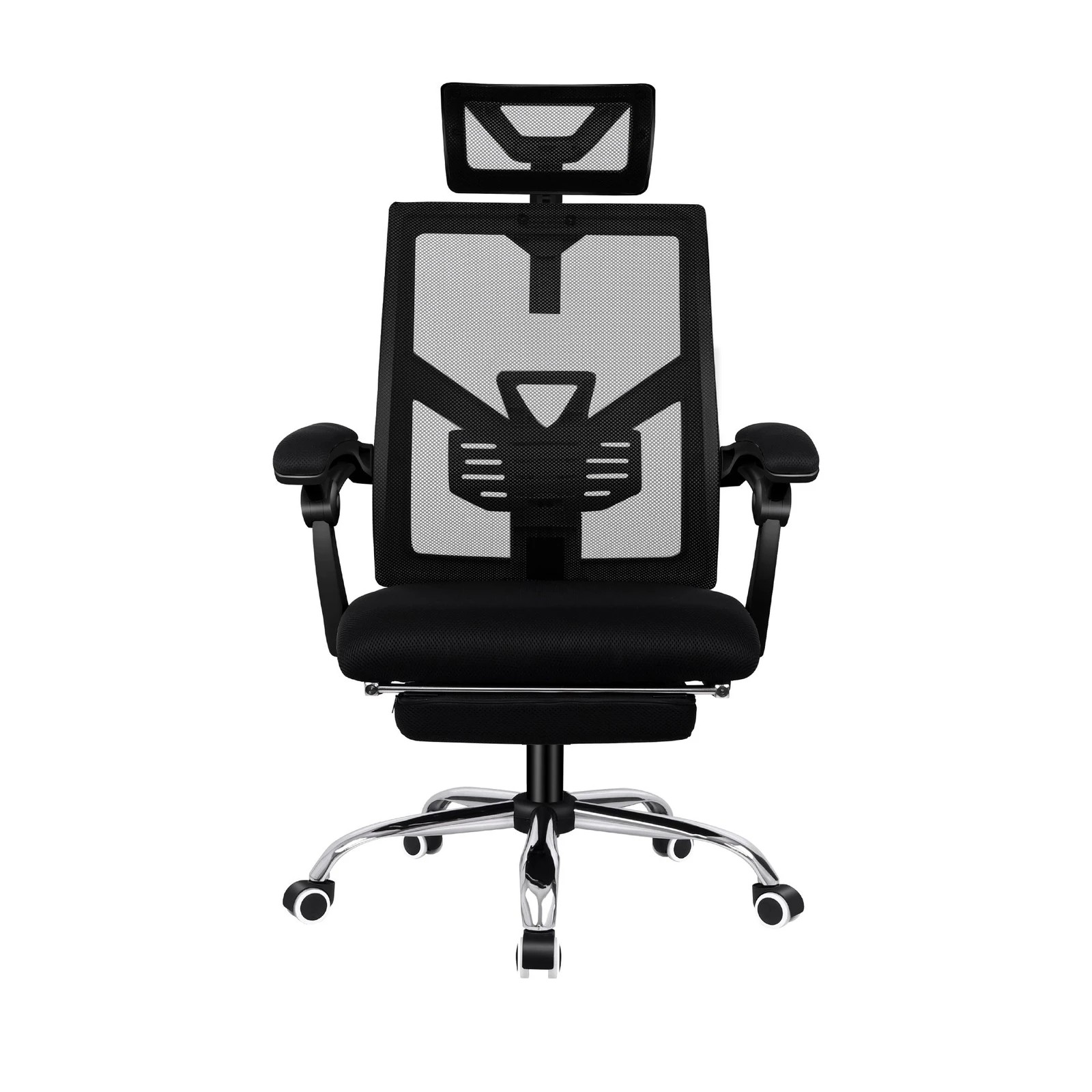 2 Alfordson Mesh Office Chair Gaming Executive Fabric Seat Racing Footrest Recline - Black, 2 of 10