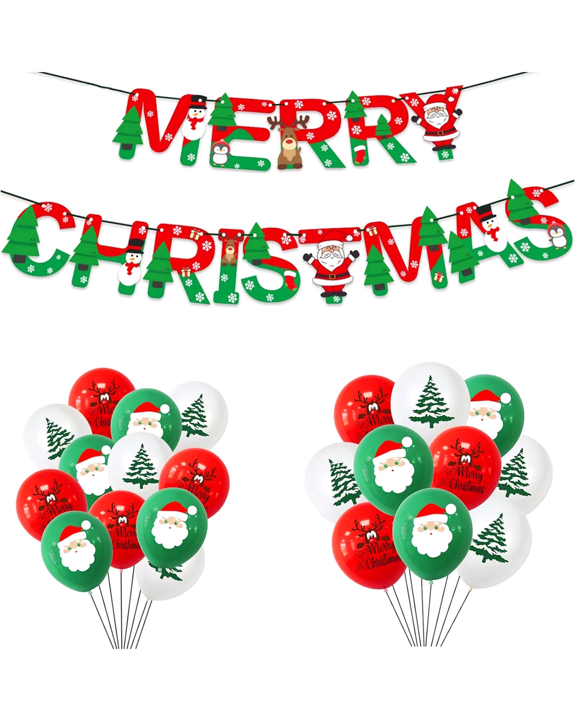 1 JD Party Merry Christmas Banner and Balloon Set - Multi, 1 of 1