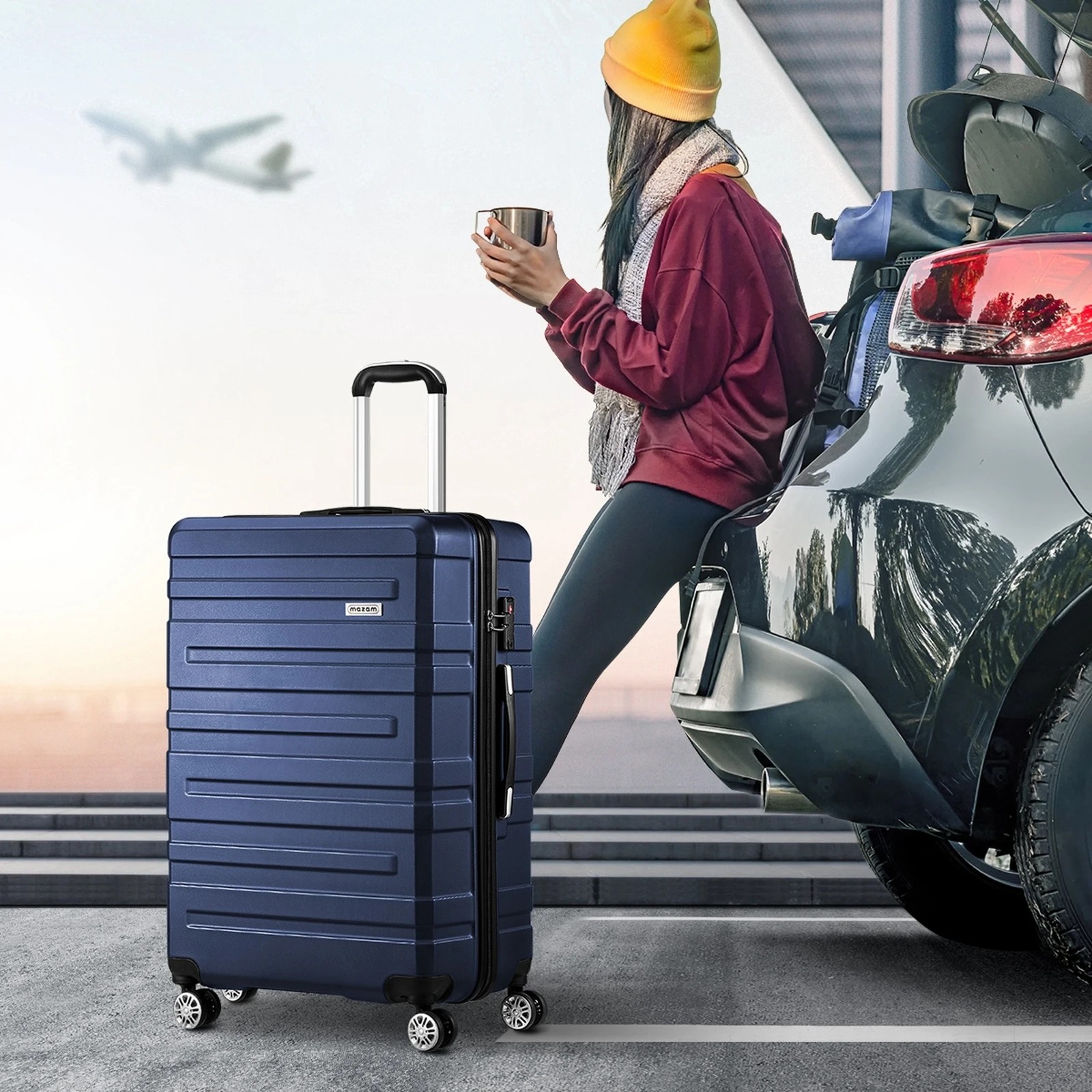 4 Mazam 28" Luggage Suitcase Travel TSA Lock Storage Hard Shell Case - Blue, 4 of 10