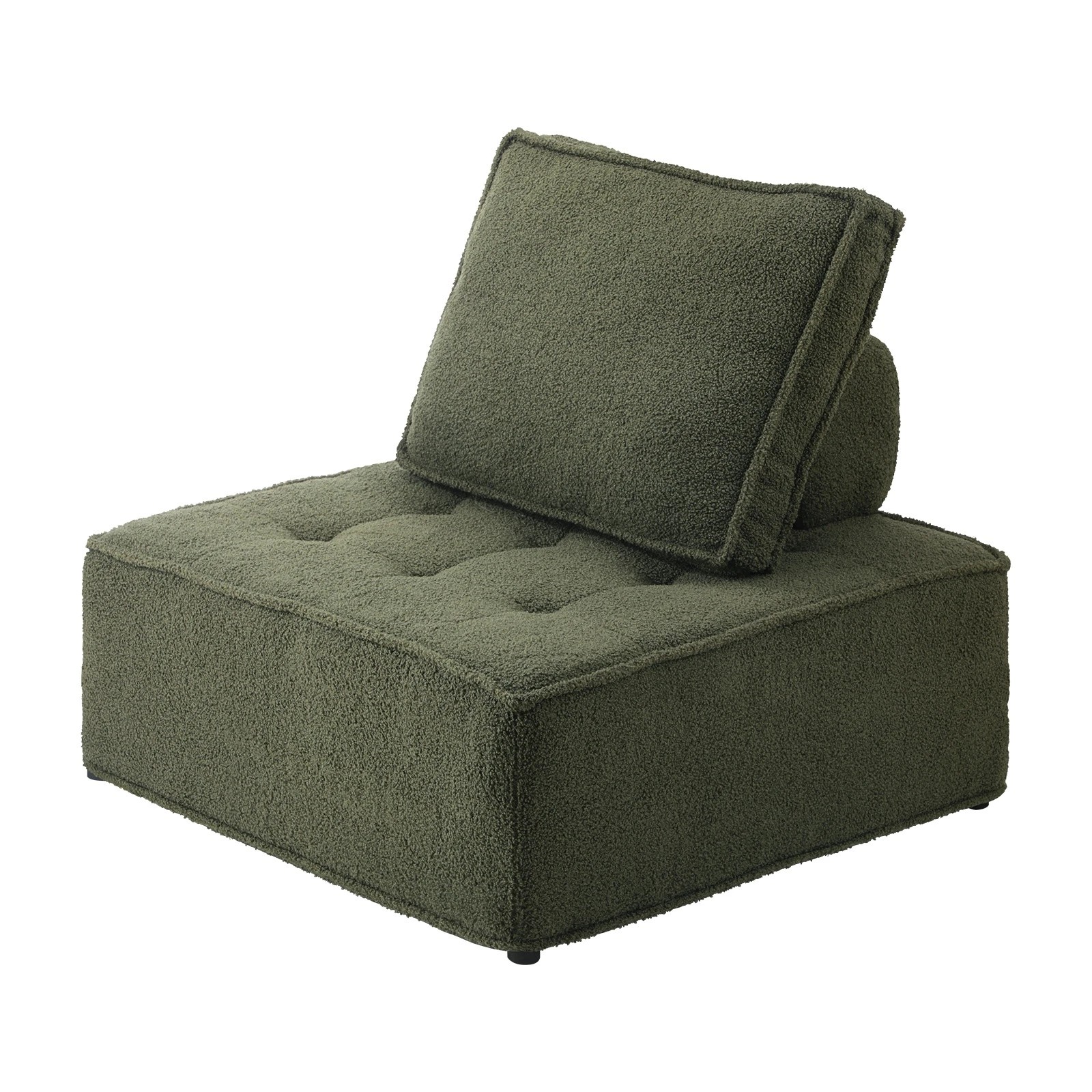 1 Oikiture 1pc Modular Sofa Lounge Chair Armless Tofu Back Sherpa
 - Green, 1 of 10