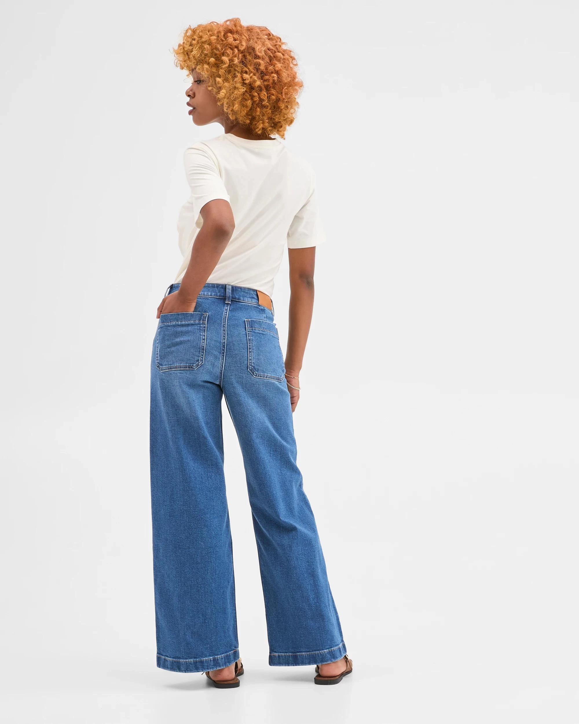 5 Target Petites Petites Mila Full Length Wide Leg Denim Jeans SAPPHIRE, 5 of 5