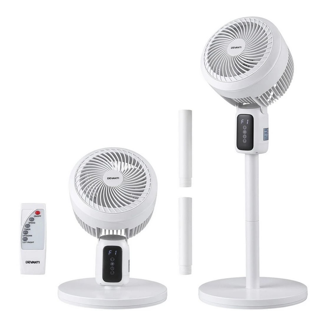 3 Devanti Pedestal Fan W/ Remote 3 Speed 12H Timer Height Adjustable Cooling Fan - Natural, 3 of 7