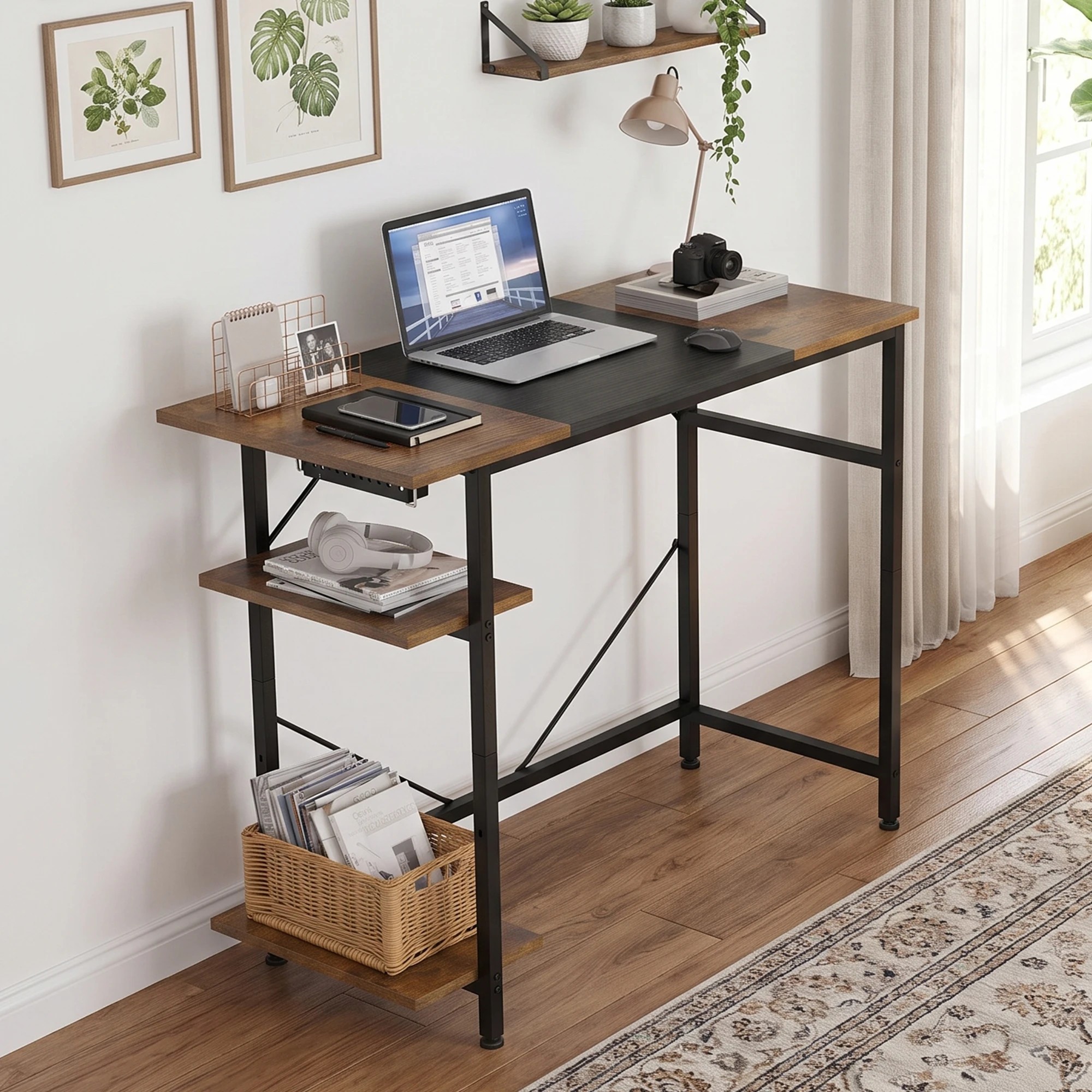 4 Advwin Reversible Computer Desk 90cm Home Office Desk Writing Table - Black, 4 of 8
