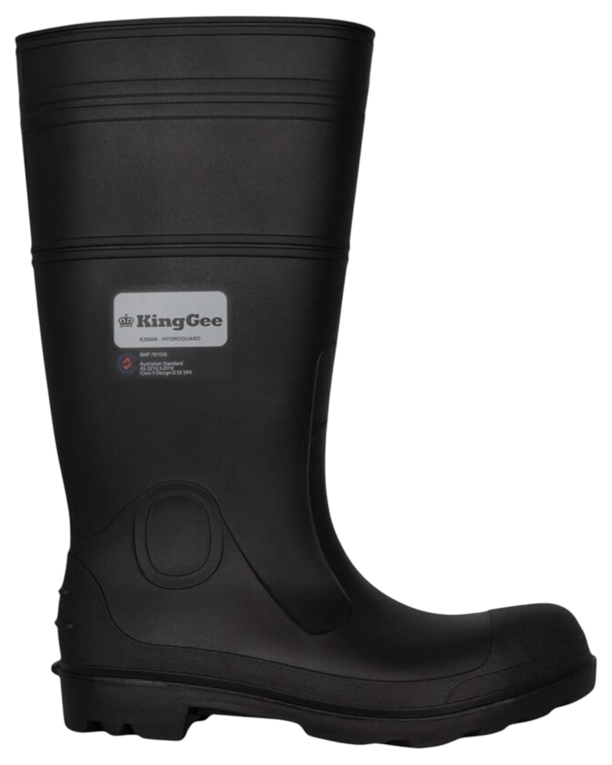 1 KingGee Mens Hydroguard Safety Black Gumboot Shoes BLACK, 1 of 1