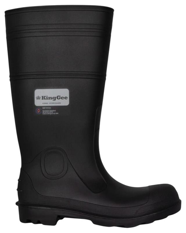 KingGee Mens Hydroguard Safety Black Gumboot S