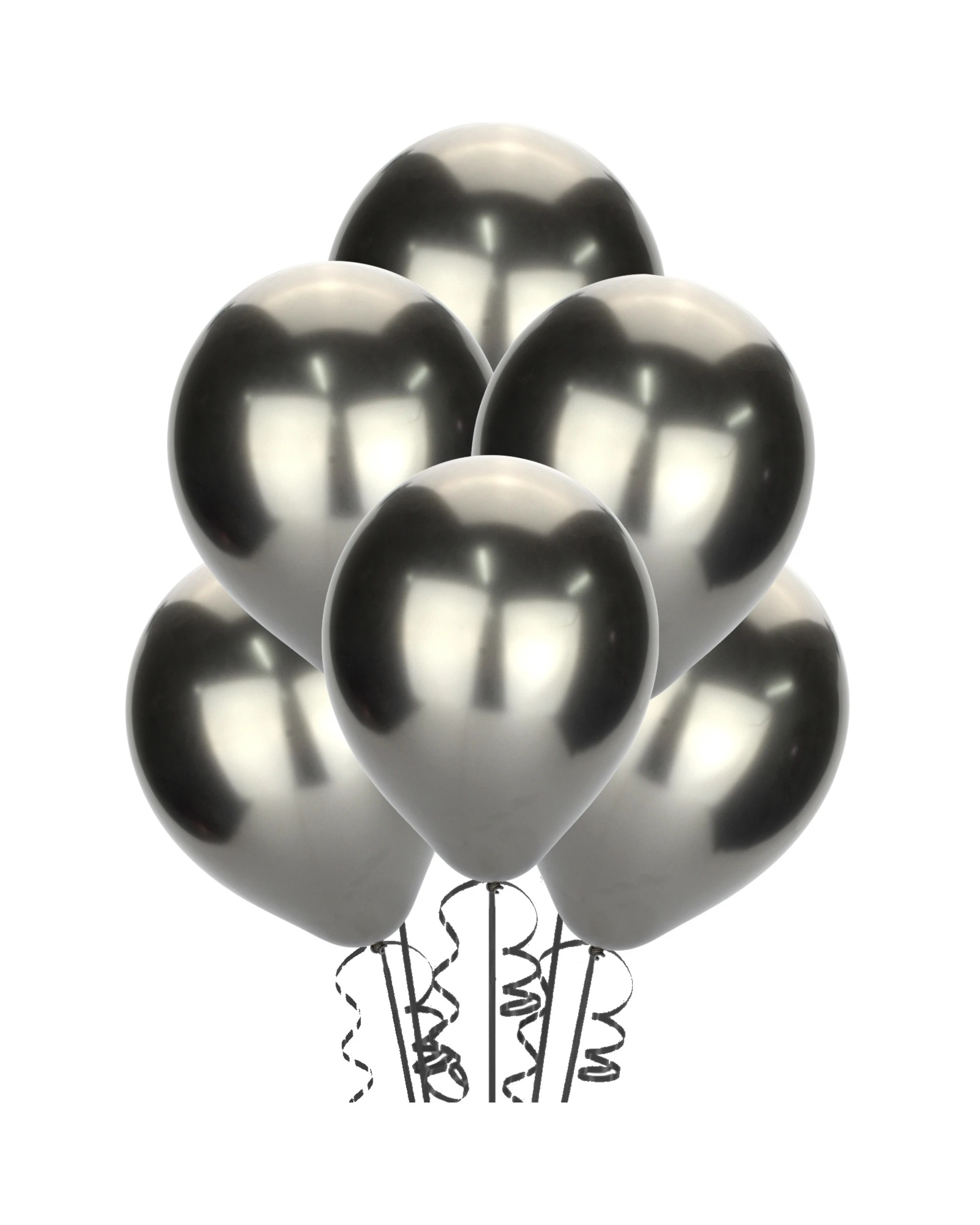 1 Artwrap Balloons 30cm Pack of 10 - Chrome Black - Black, 1 of 2