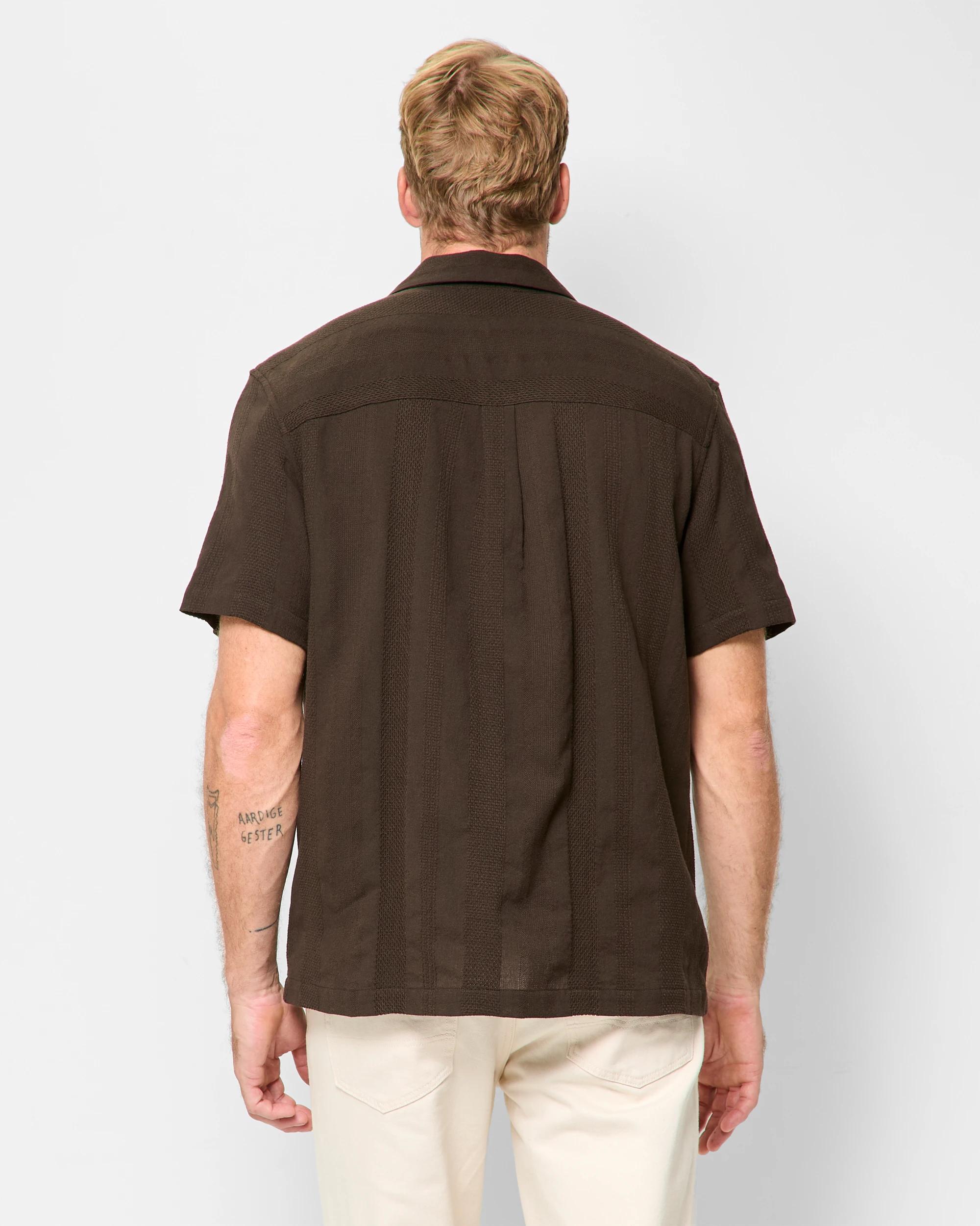 4 Target Australian Cotton Short Sleeve Stripe Shirt DARK OLIVE, 4 of 5