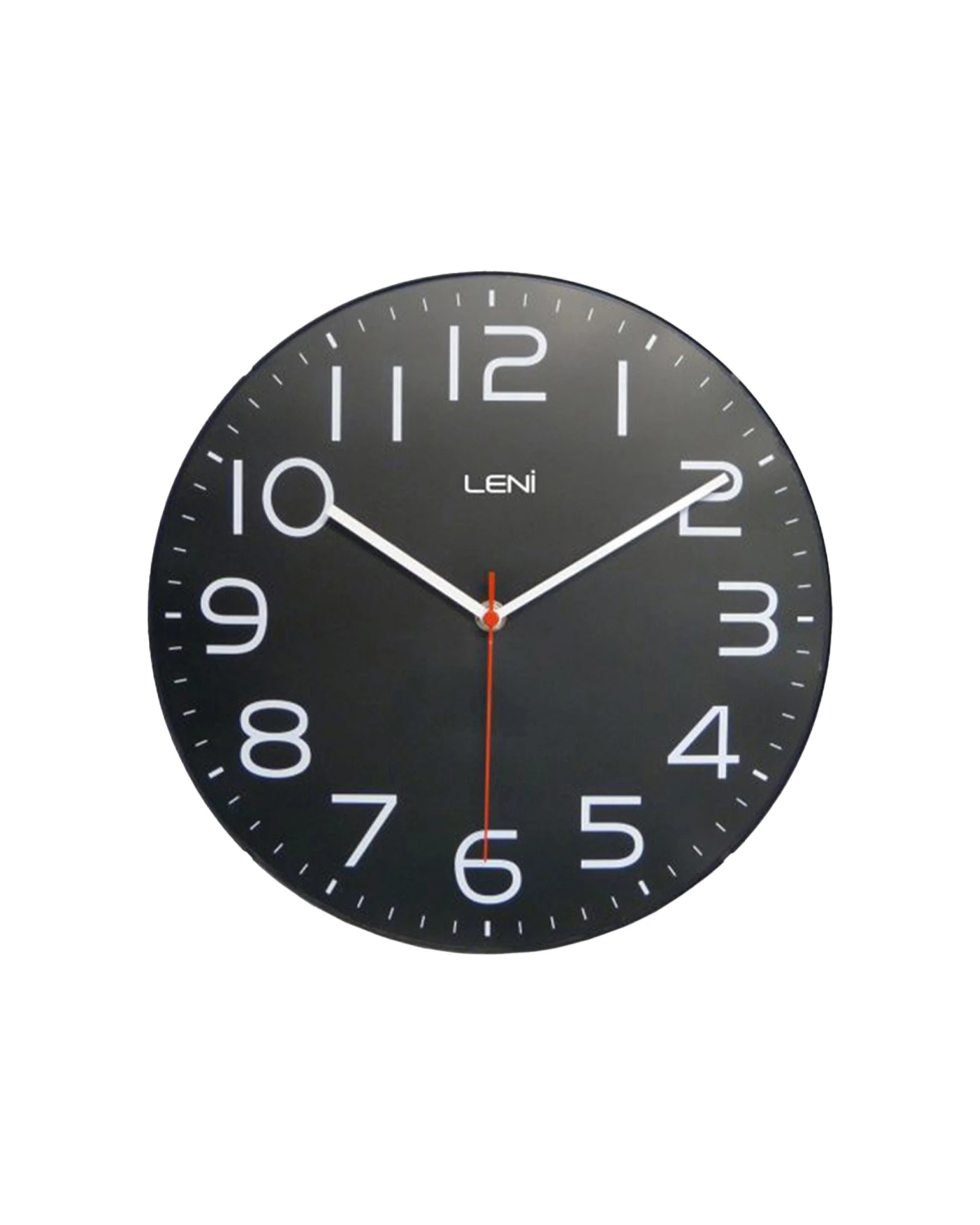 1 LENI Classic 30cm Wall Clock Silent Sweep Dome Glass Lens Easy Read Numbers - Black, 1 of 3