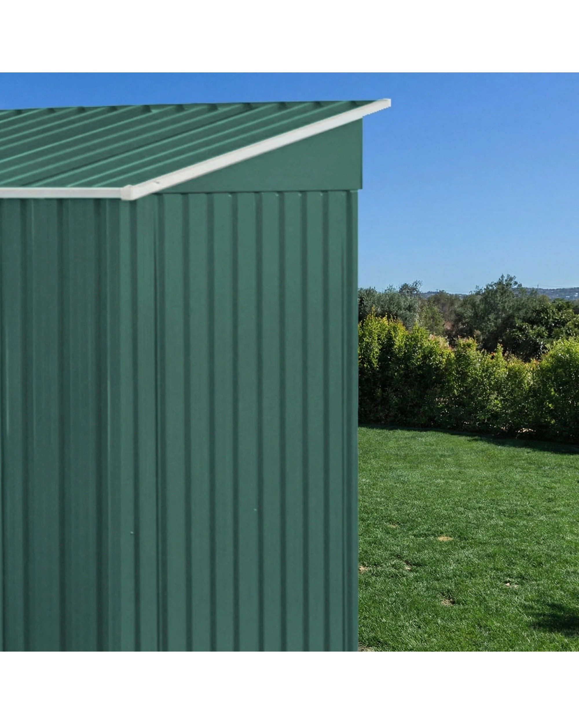 7 Wallaroo 4ft x 8ft Garden Shed Flat Roof Outdoor Storage Tool Sloped Workshop - Green, 7 of 8