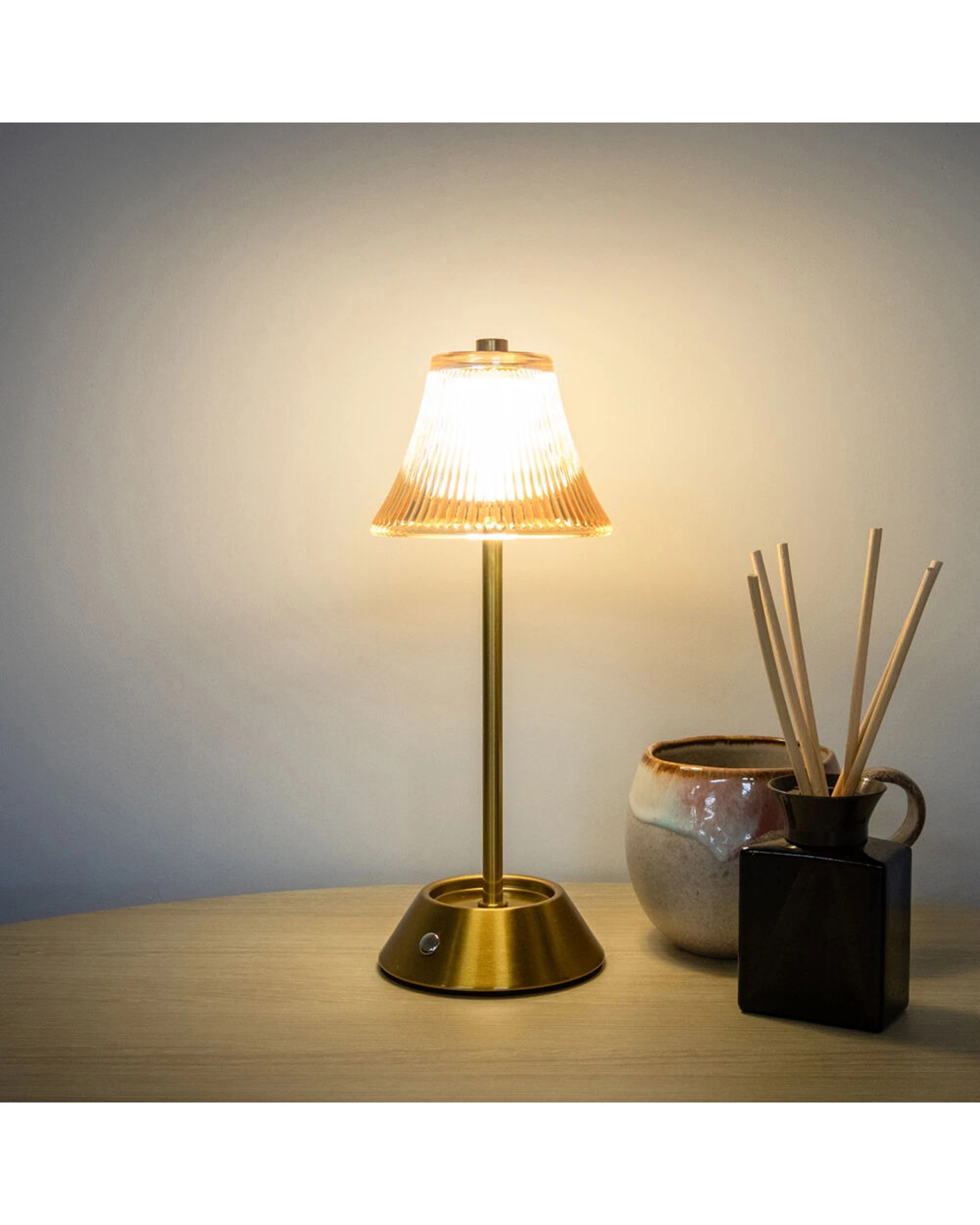 7 Boyle Rechargeable LED Table Lamp Fluted Glass Shade Adjustable Lighting - Bronze, 7 of 8
