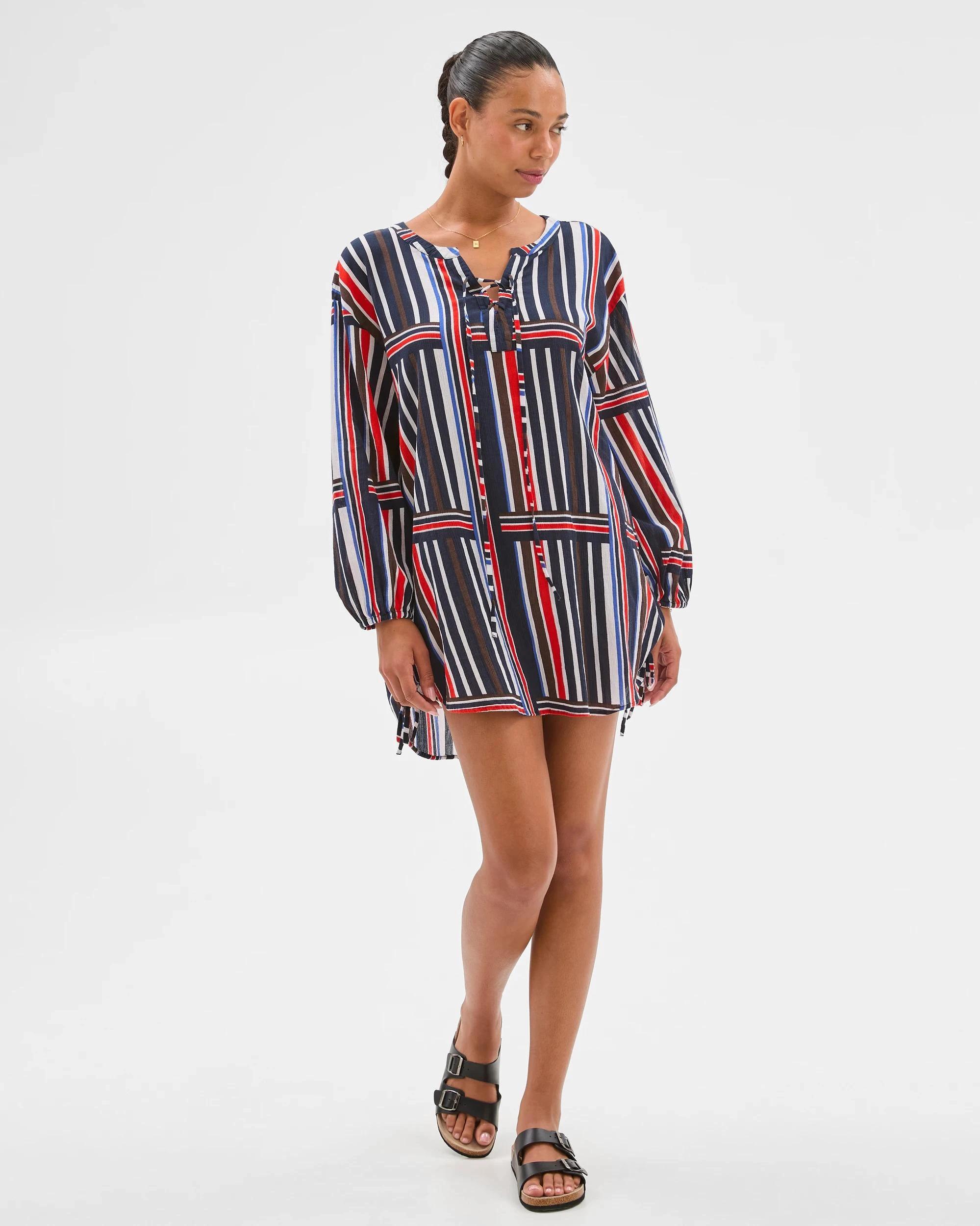 2 Target Resort Lace Up Beach Tunic STRIPE, 2 of 5