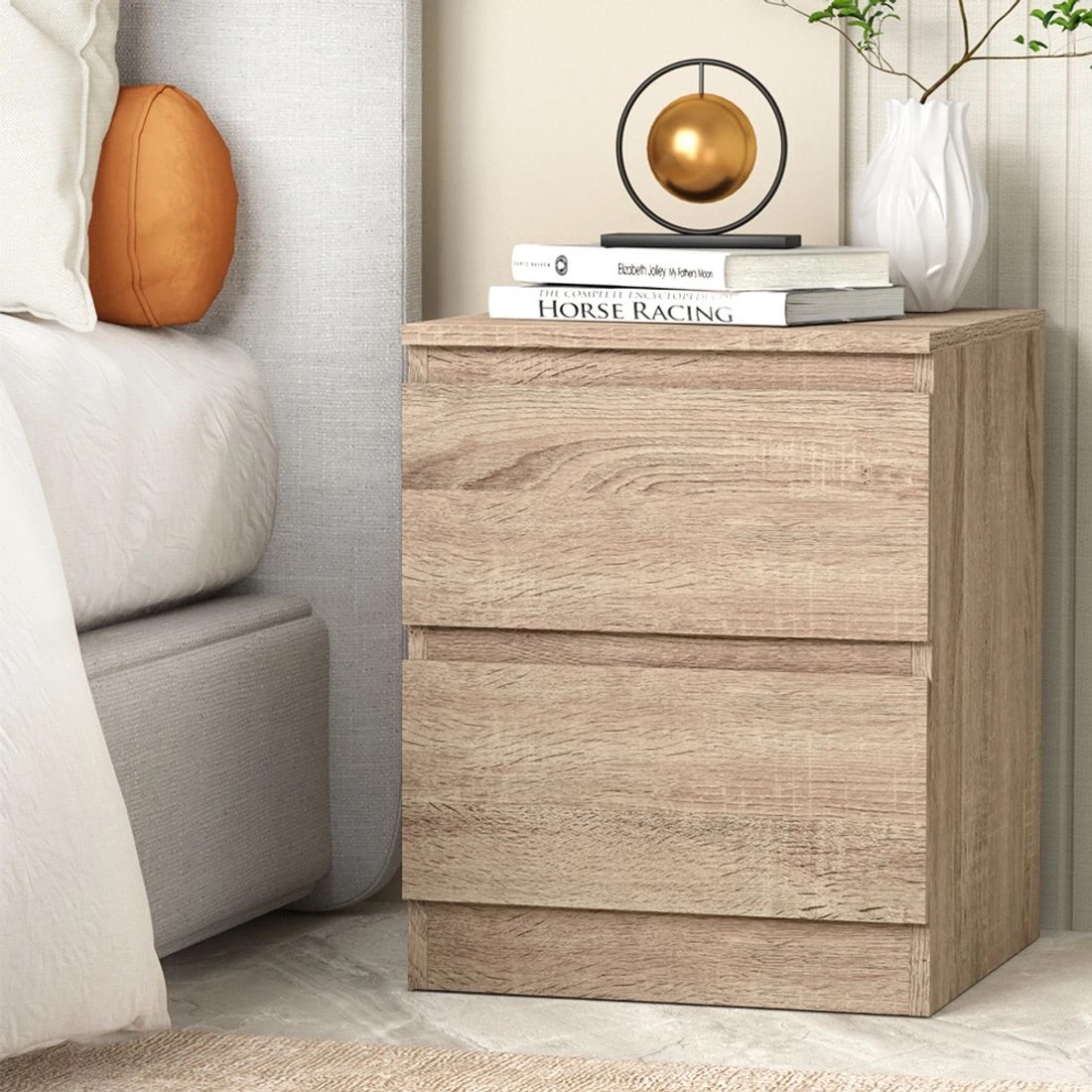 3 Artiss Bedside Table 2 Drawers Nightstand Bedroom Storage Compact Design Space Saving Modern Decor Easy Assembly - Brown, 3 of 6