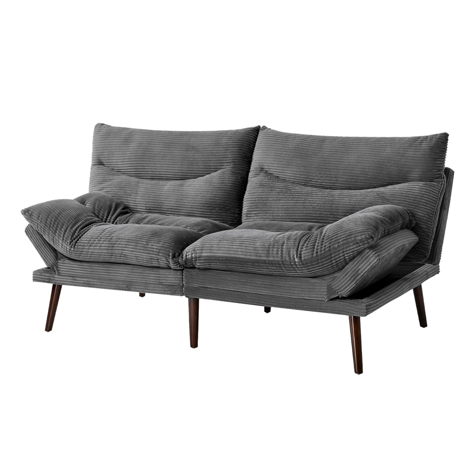 1 Oikiture Sofa Bed Recliner Lounge Couch Corduroy - Grey, 1 of 9