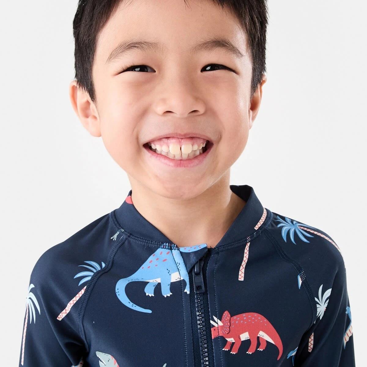 3 Long Sleeve Swimsuit Nvy Dino, 3 of 4