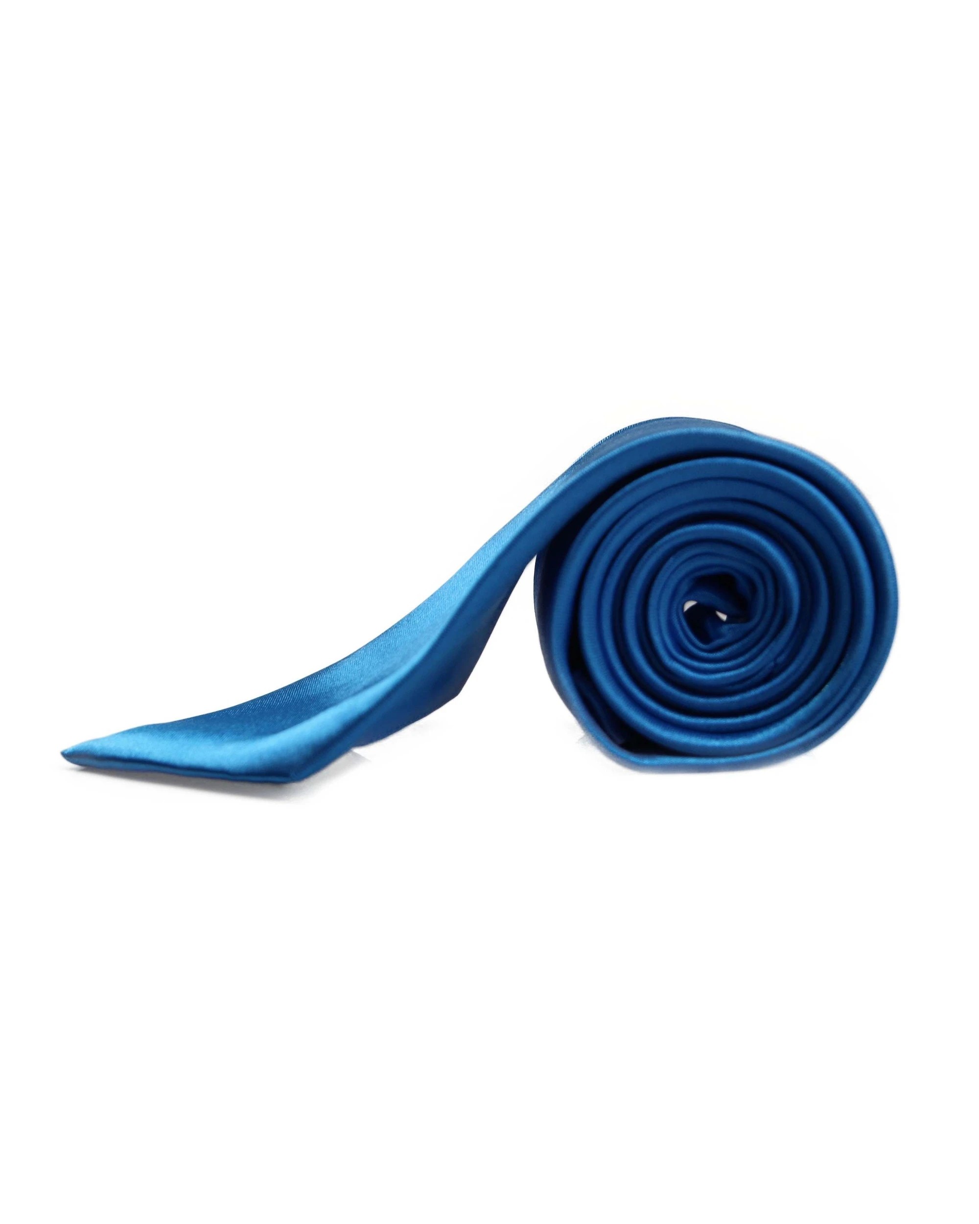 1 Zasel Mens Santorini Blue 8cm Plain Neck Tie, 1 of 2