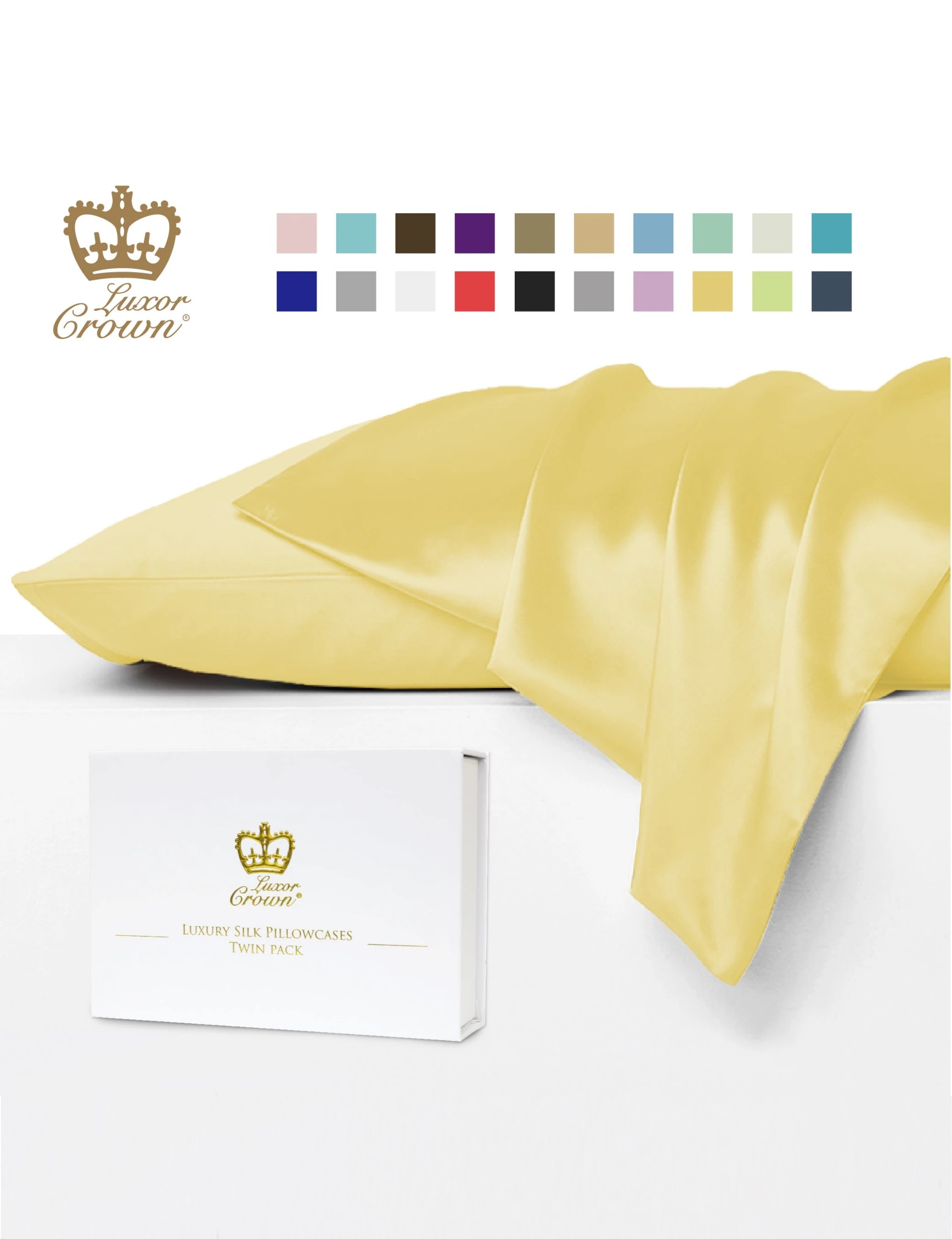2 Luxor Crown Mulberry Silk Pillowcase (Twin Pack) - Champagne, 2 of 2