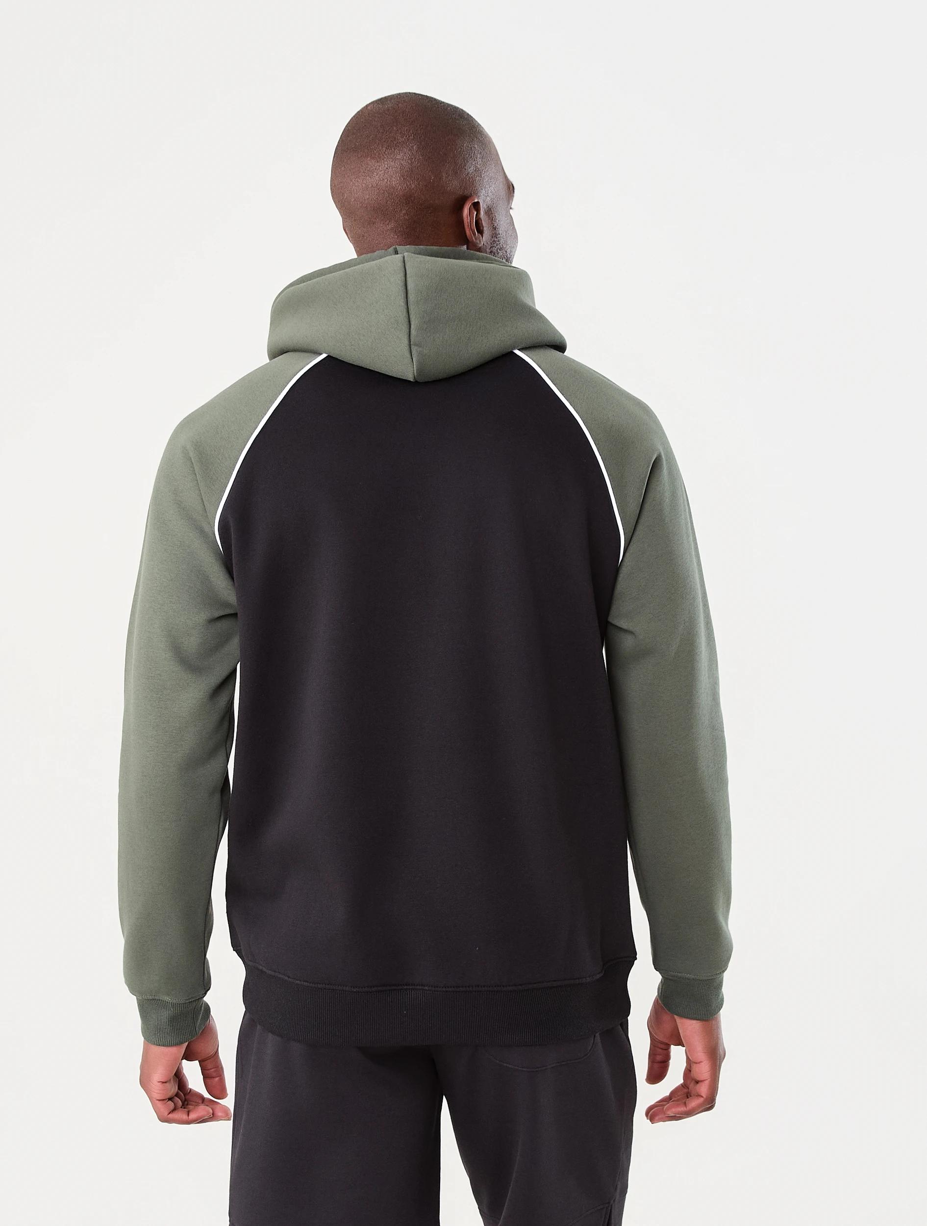 3 Active Mens Raglan Hoodie Green/blk, 3 of 6