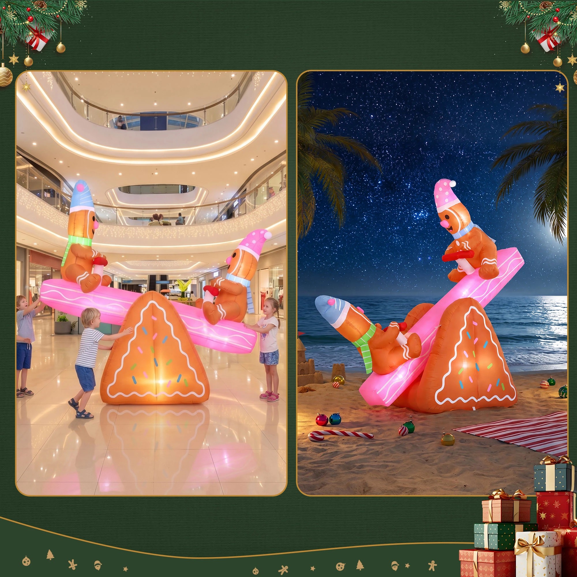 6 Jingle Jollys Christmas Inflatable Seesaw 1.8M Height LED Outdoor Decorations Illuminated - Multi, 6 of 9