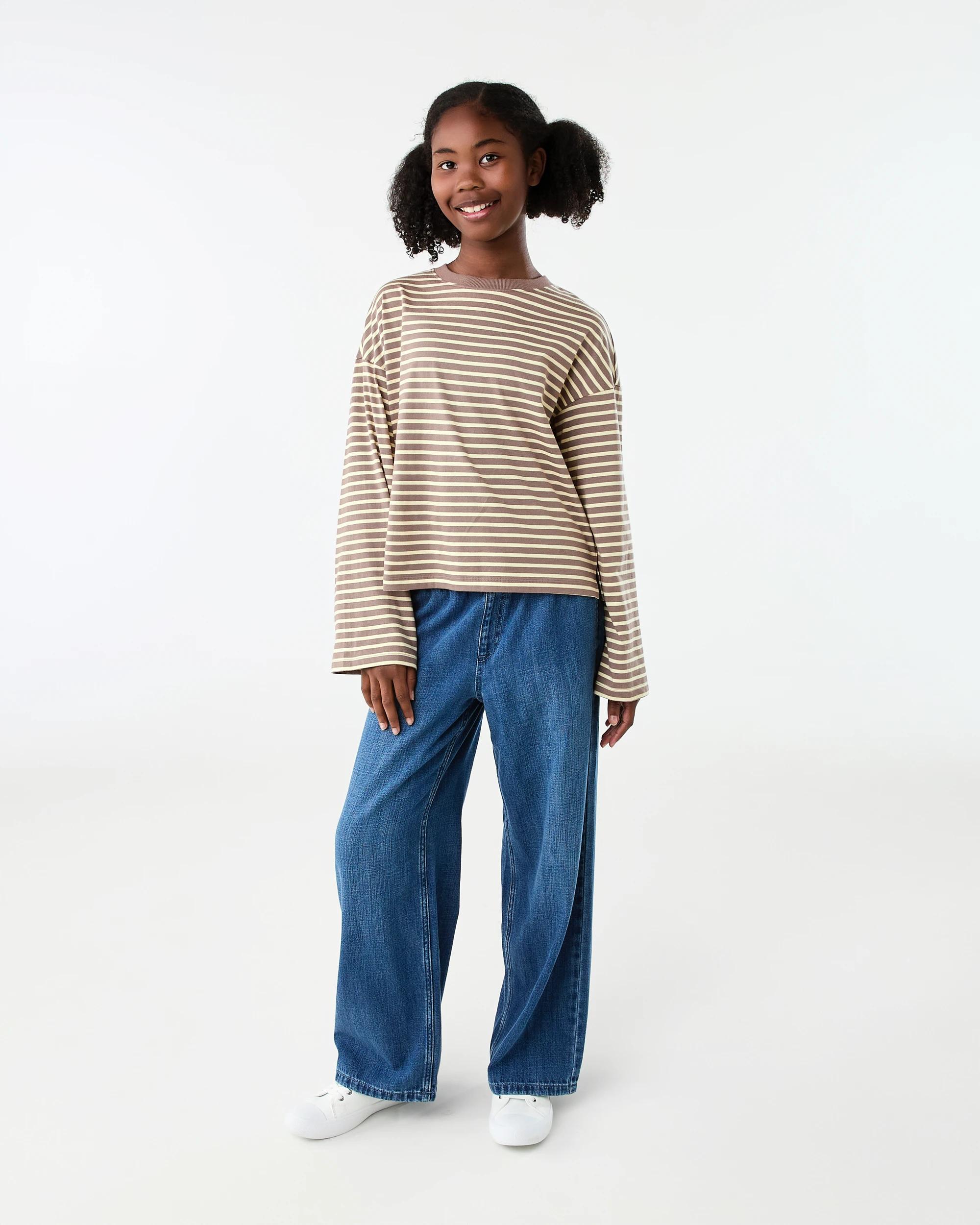 7 Oversized Stripe T-shirt Brwn Strp, 7 of 8
