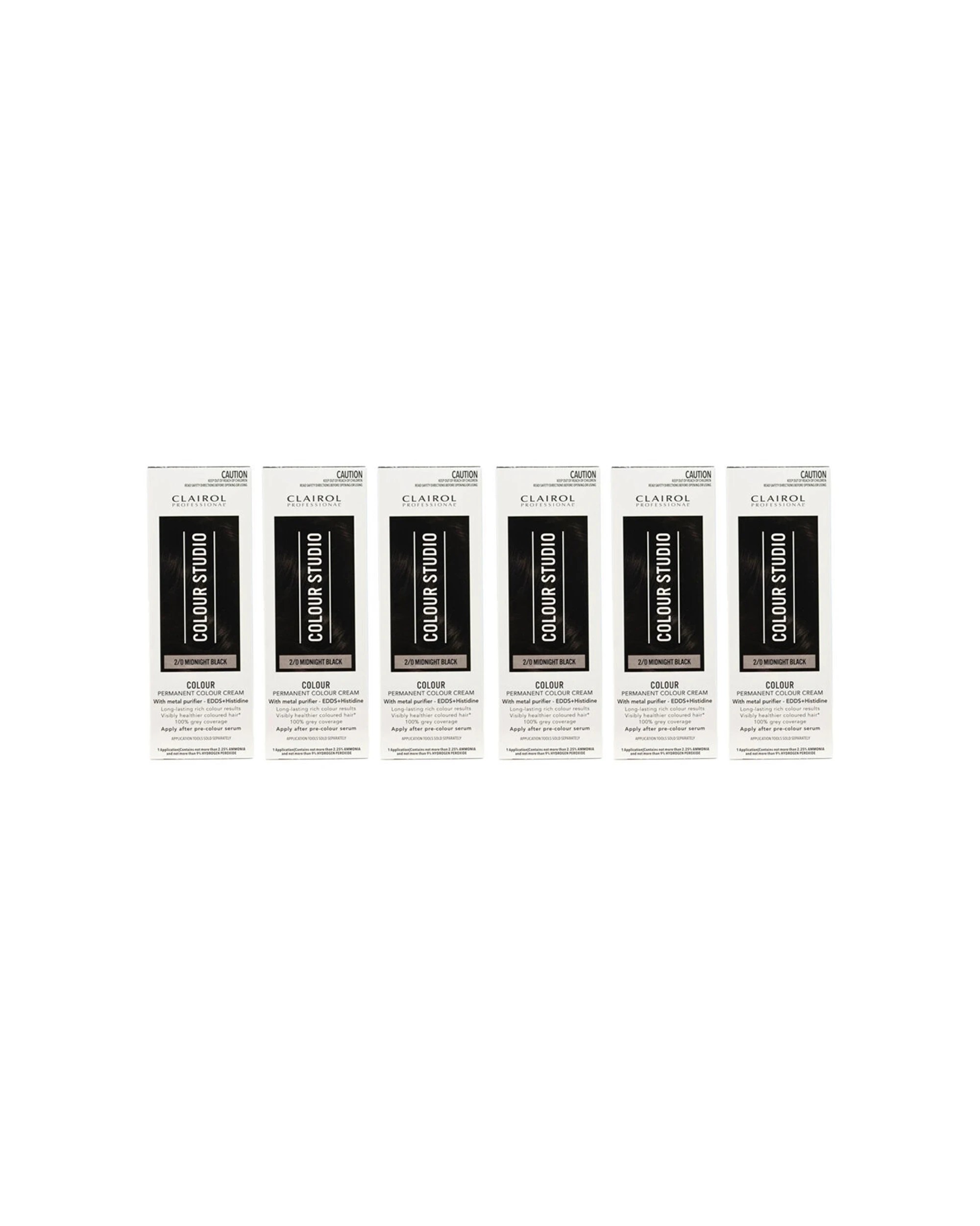 1 Clairol 6PK Professional Permanent Hair Colour 2/0 Midnight Dye - Black, 1 of 5