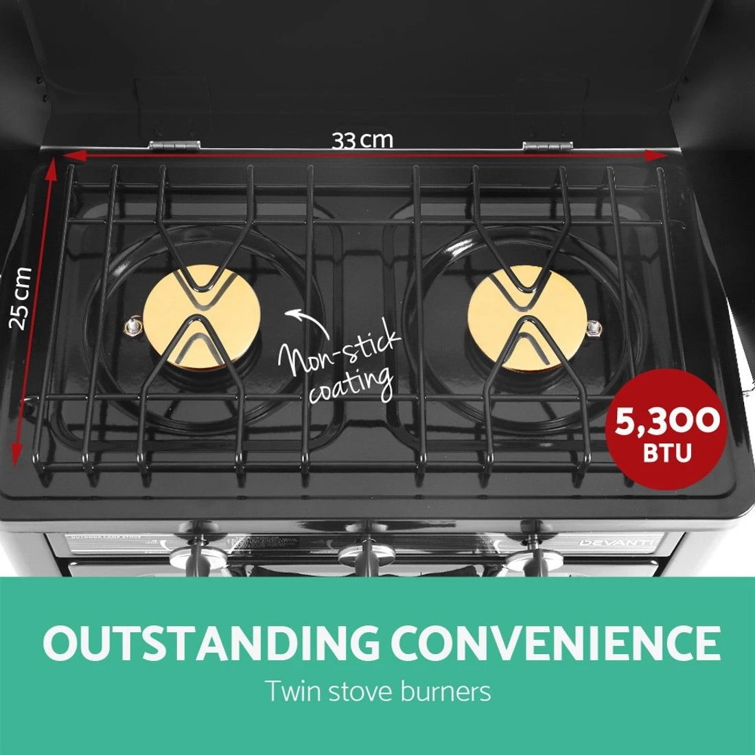 3 Devanti Portable Gas Oven LPG - Black, 3 of 9