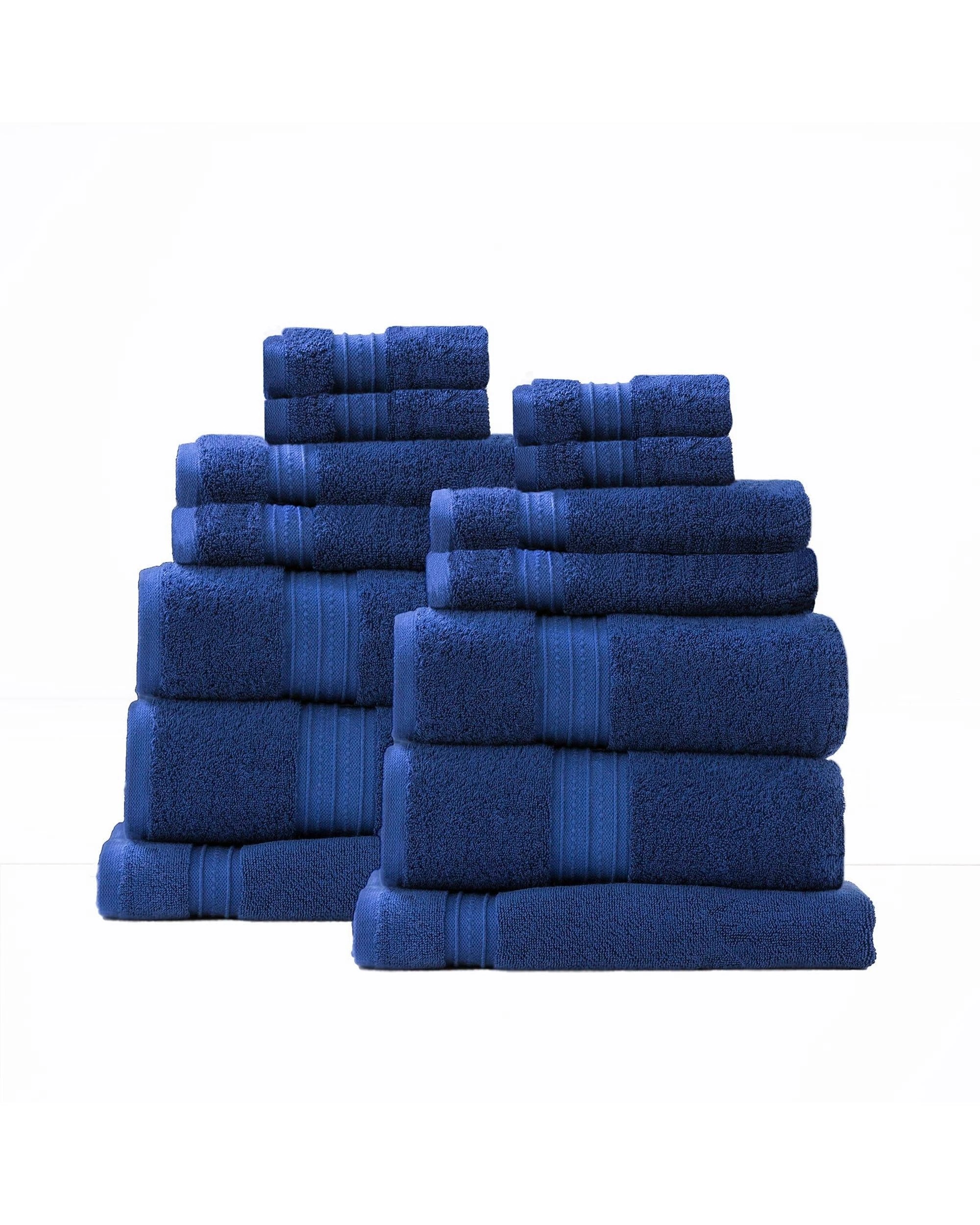 1 Renee Taylor Brentwood 650 GSM Low-Twist Cotton 14-Piece Towel Set — Royal (Includes 900 GSM Bath Mats) - Blue, 1 of 1