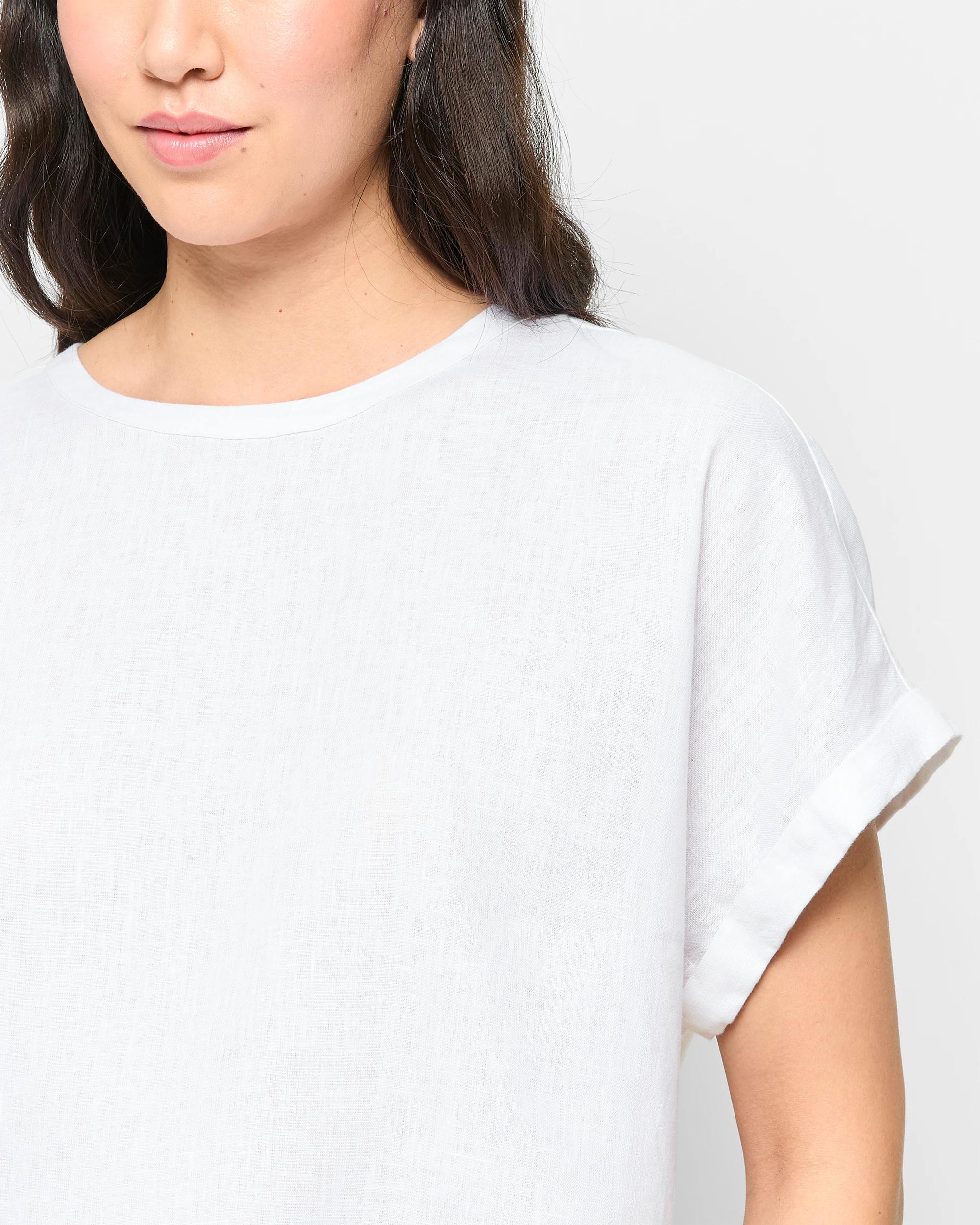 5 Target European Linen Cuffed T-shirt WHITE, 5 of 5