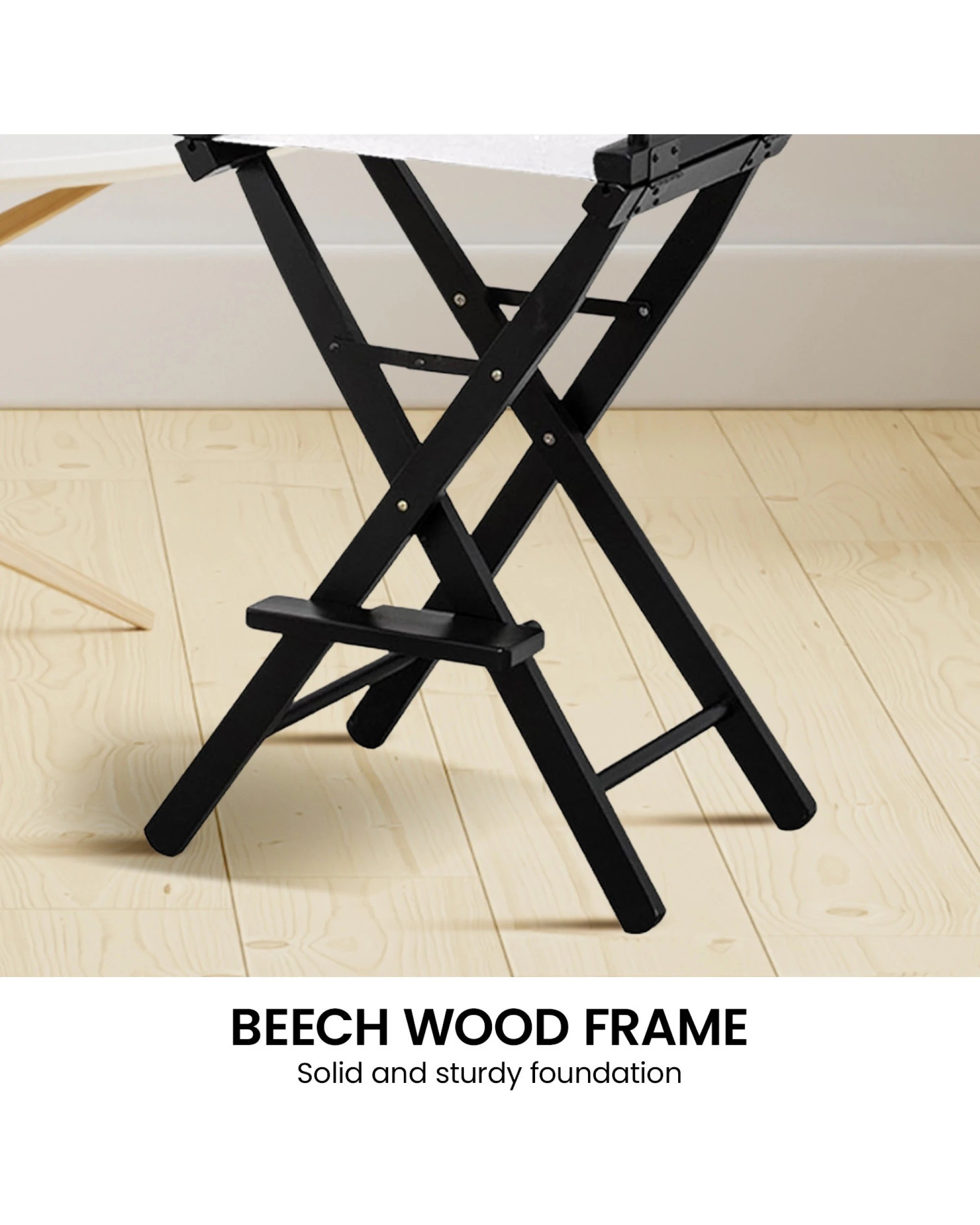 4 Sarantino White Tall Directors Chair Beech Wood Frame With Canvas Seat, 4 of 9