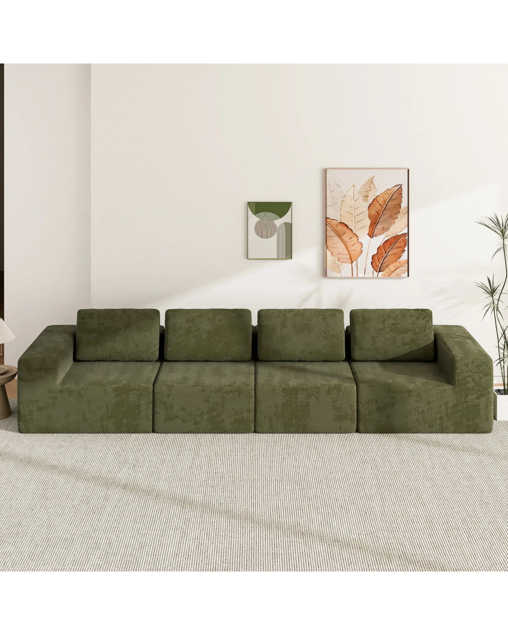 10 Advwin 340cm 4 Seater Sofa  Modern Modular Sectional Couch No Assembly  - Green, 10 of 10