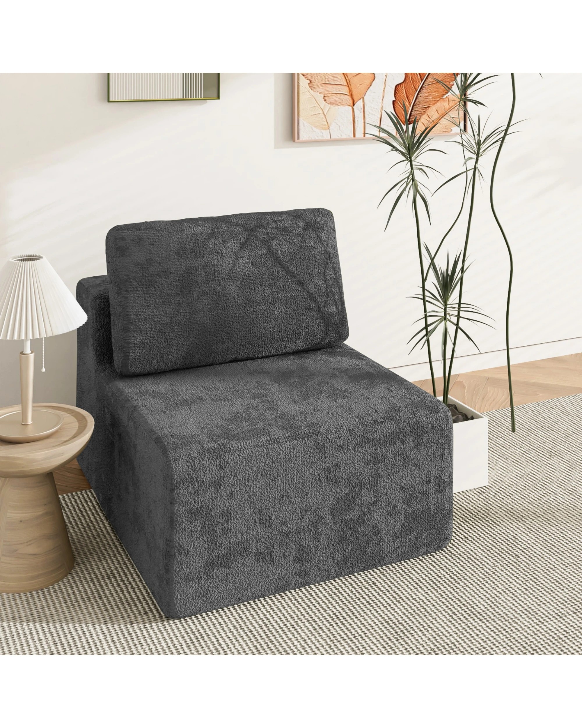 2 Advwin Armless Sofa Chair Chenille Fabric Modular Lazy Sofa, 2 of 5