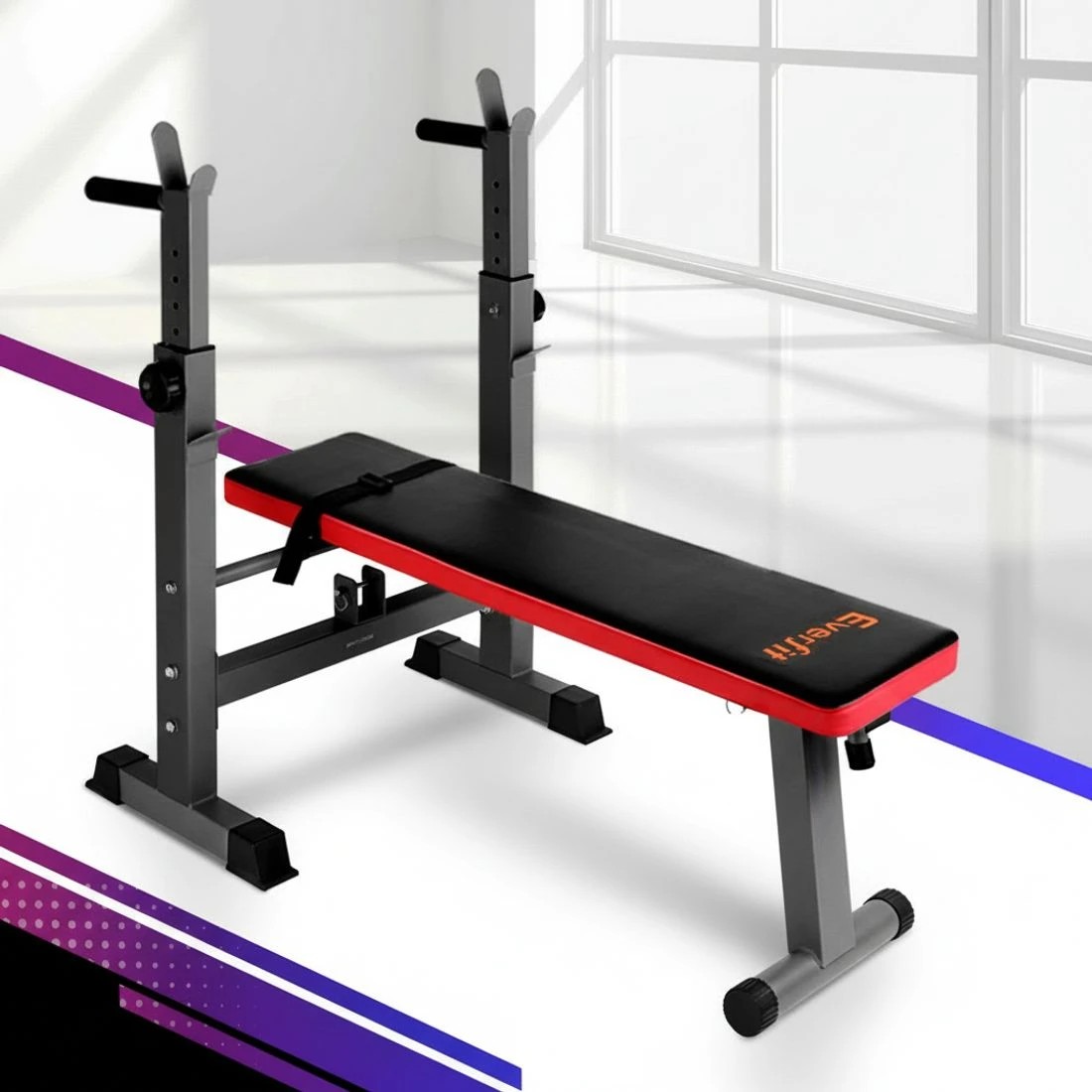 8 Everfit Weight Bench Squat Rack Bench Press Home Gym Equipment 200kg - Grey, 8 of 8