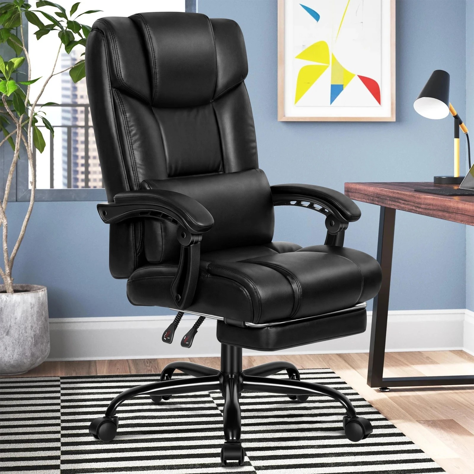 9 Alfordson Office Chair Executive Computer Gaming PU Leather Seat Recliner - Black, 9 of 10