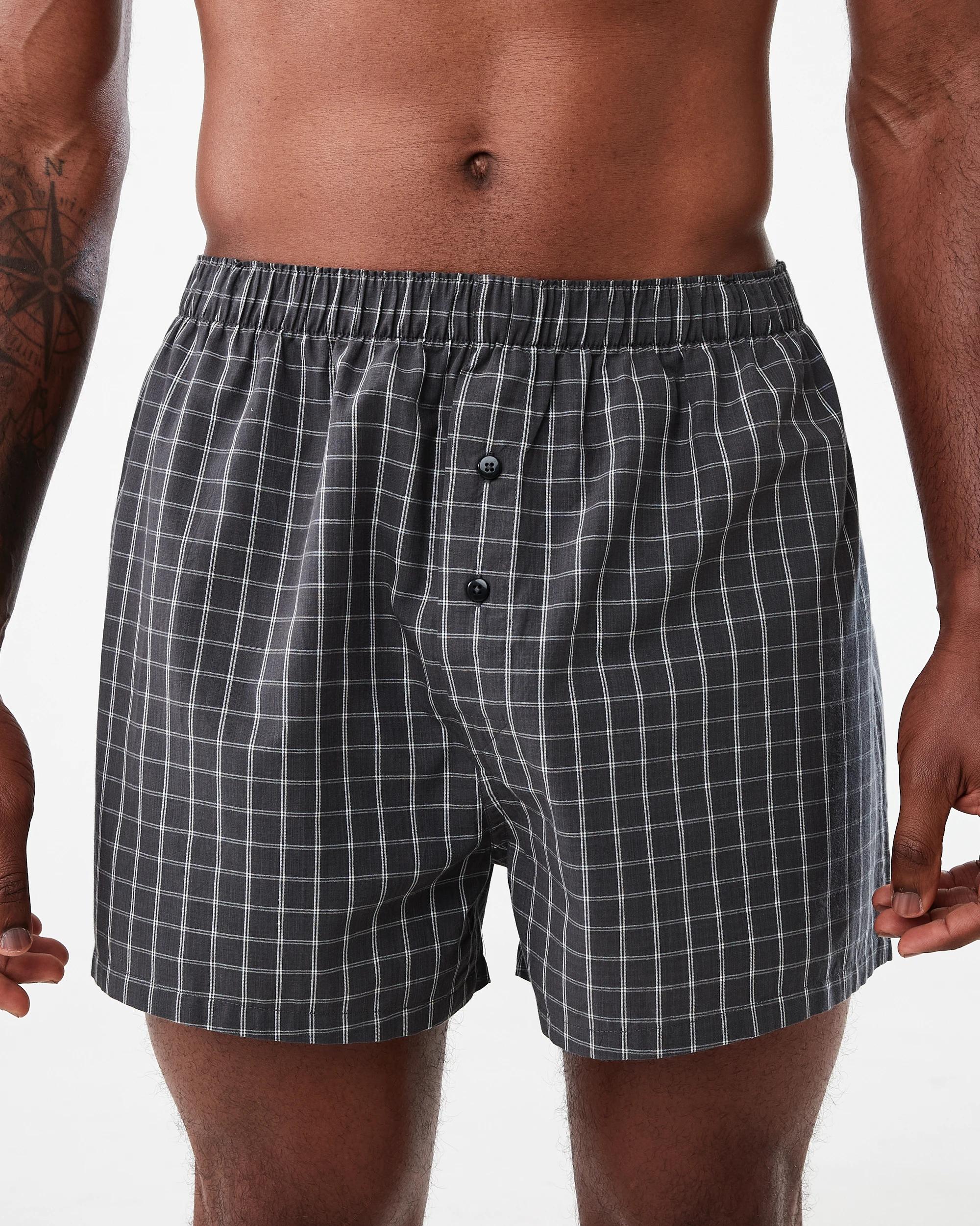 3 3 Pack Alpha Classic Woven Boxers Gry Check, 3 of 8