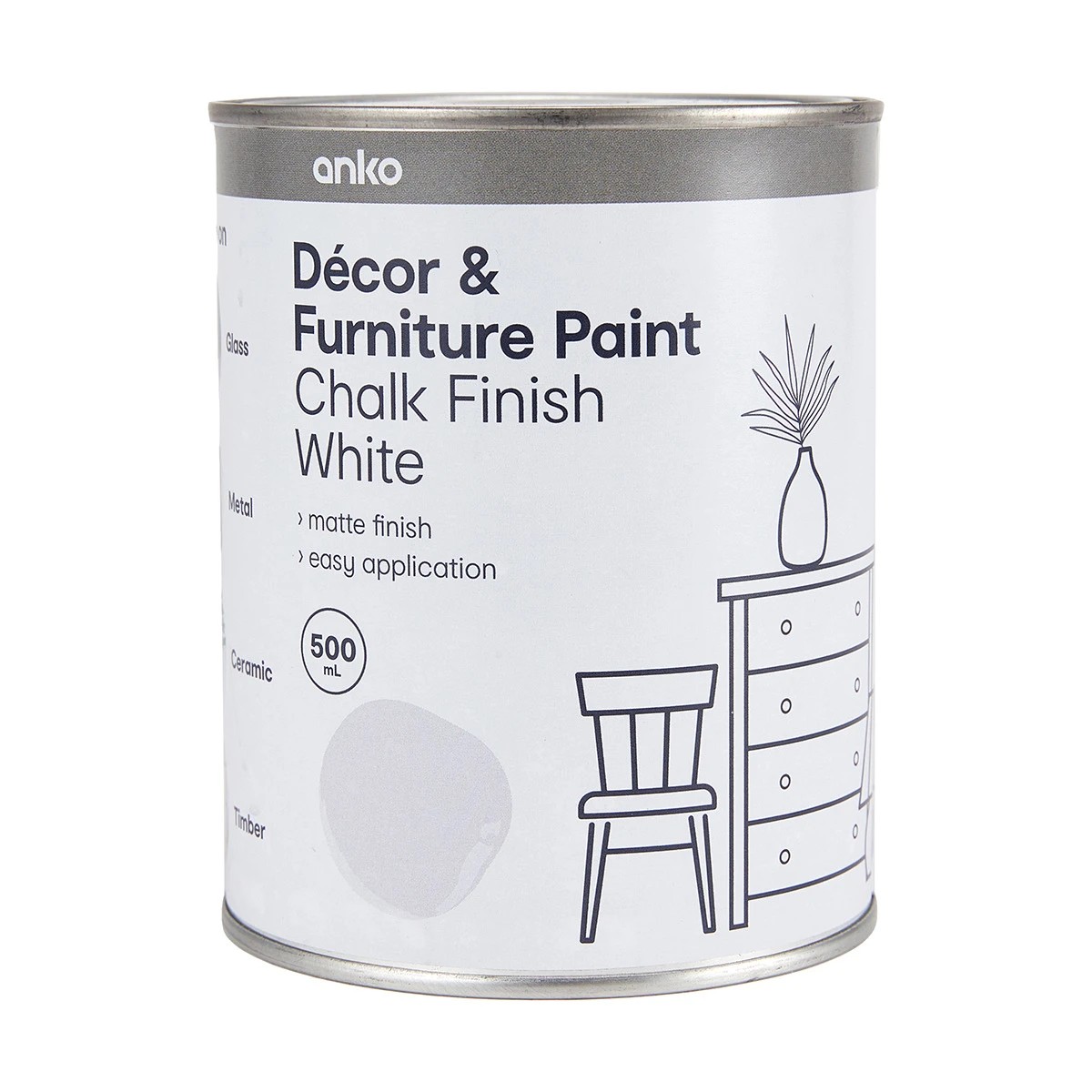 1 Decor & Furniture Paint - Chalk Finish White, 1 of 5