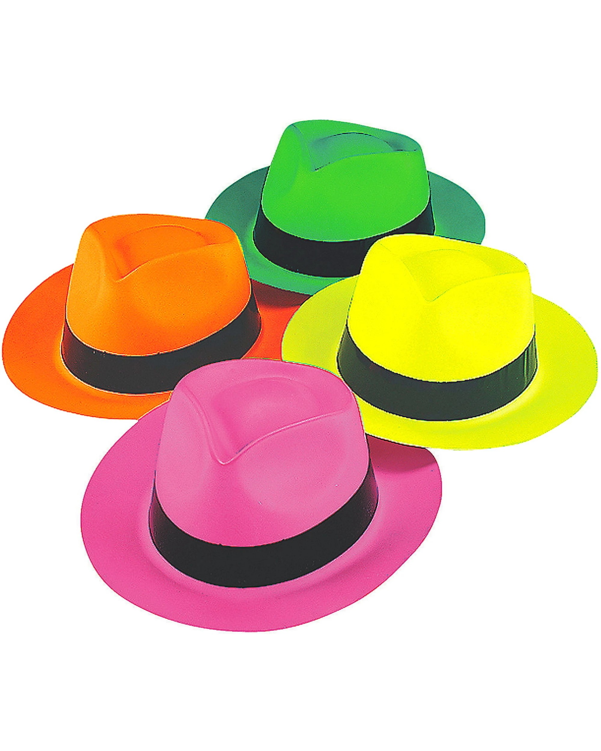 1 Partyrama Neon Gangster Hats Pack of 12, 1 of 1