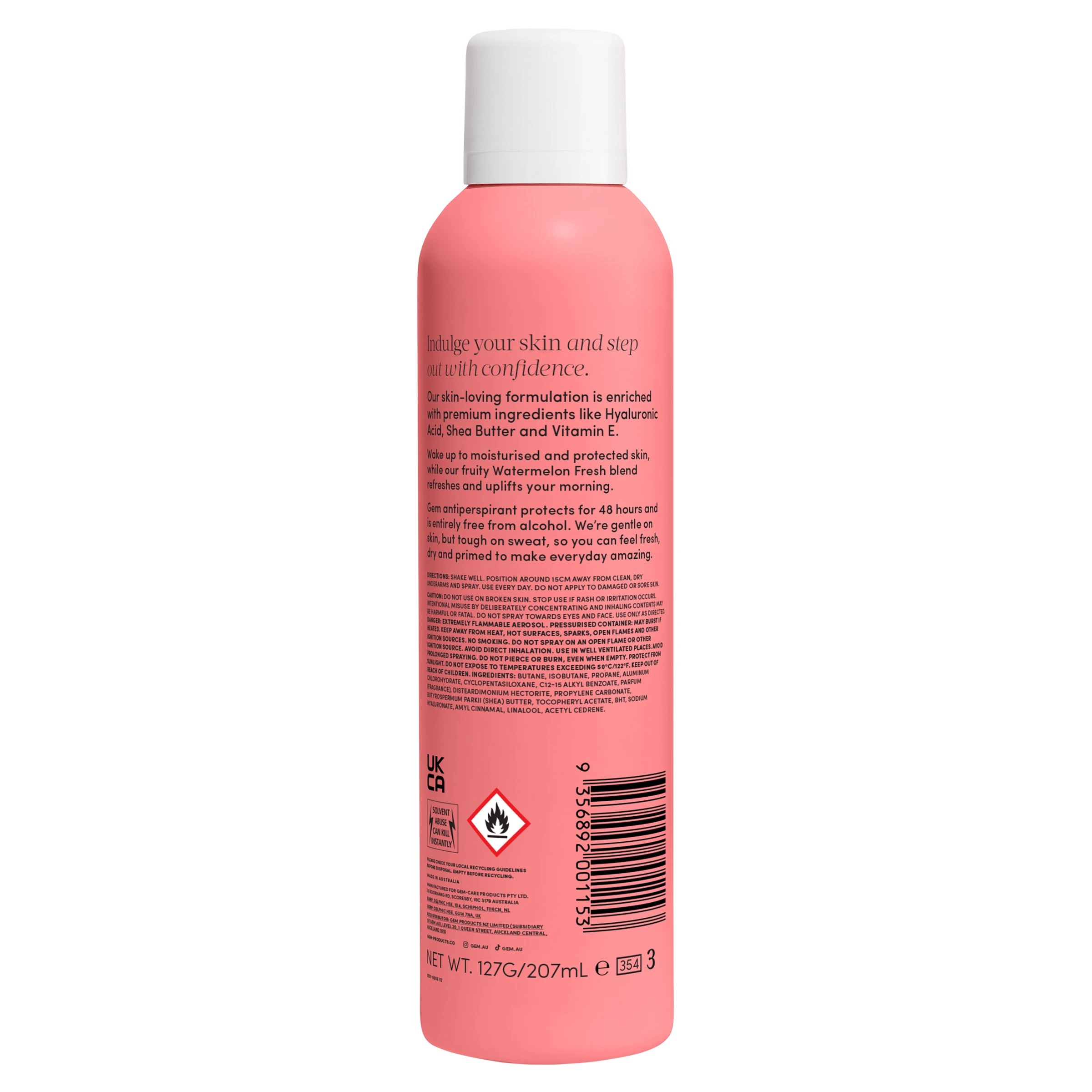 2 Gem Watermelon Fresh Skin-Loving Deodorant 207ml - Hyaluronic Acid, Vitamin E and Shea Butter, 2 of 6