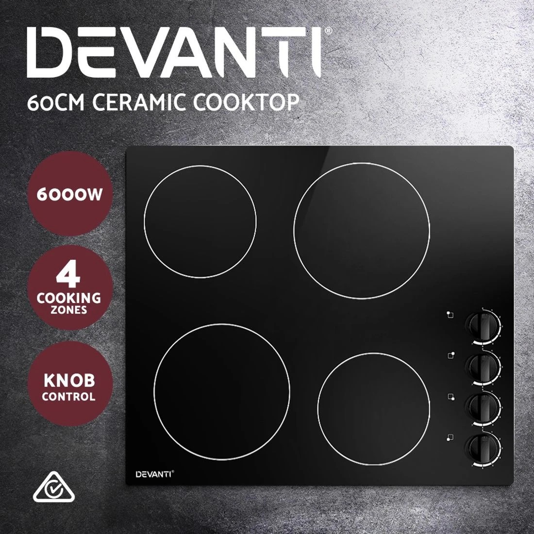 4 Devanti Electric Ceramic Cooktop 60cm - Black, 4 of 5